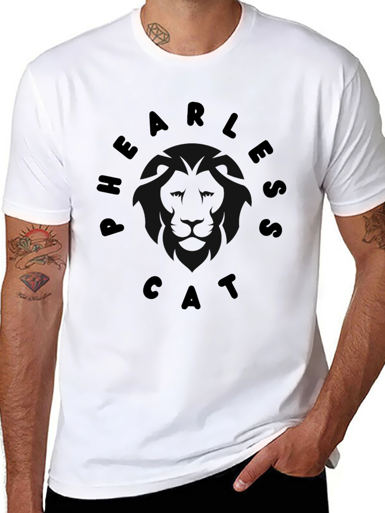 Fearless Cat Graphic Black T-Shirt