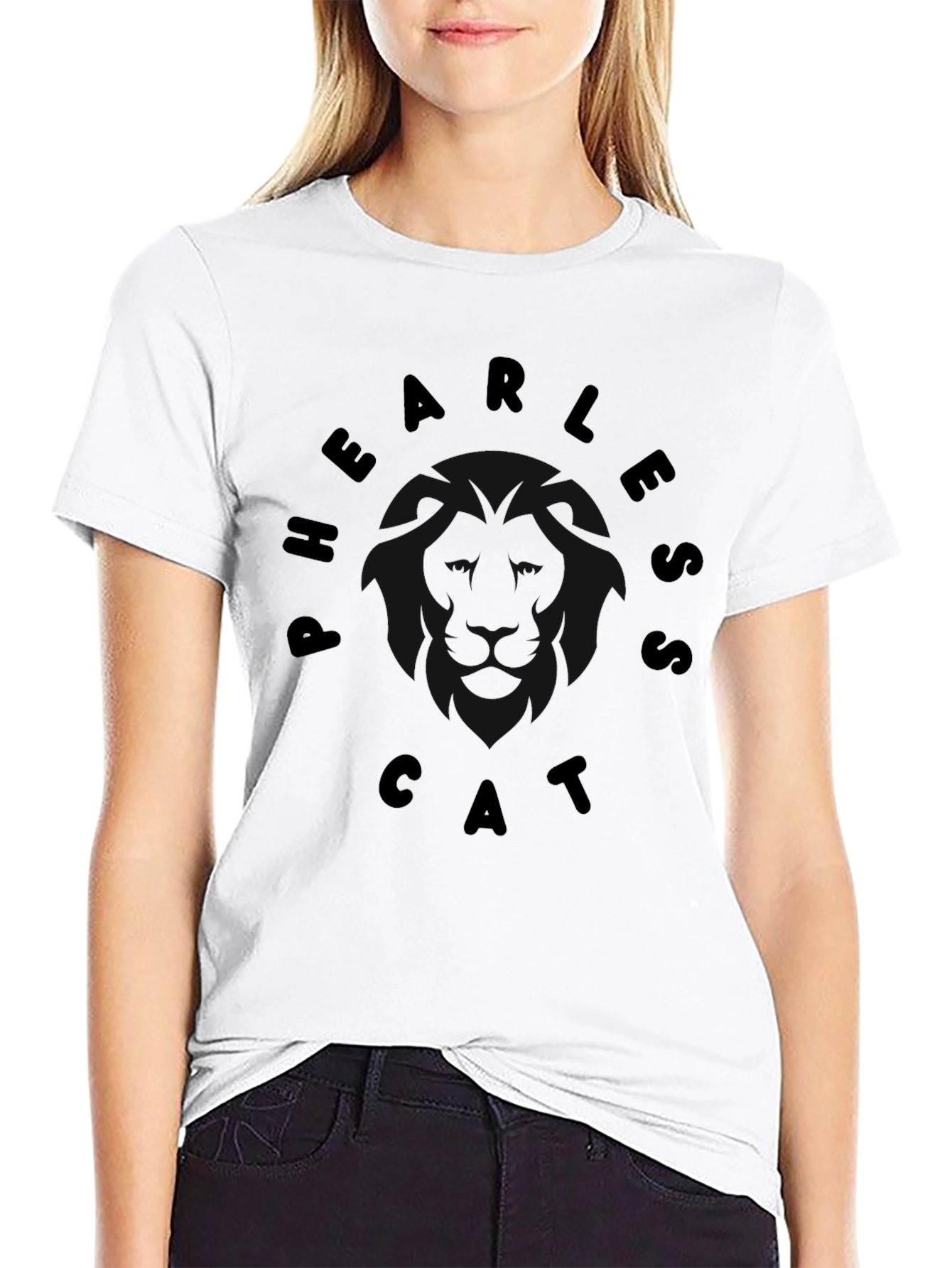 Fearless Cat Graphic Black T-Shirt