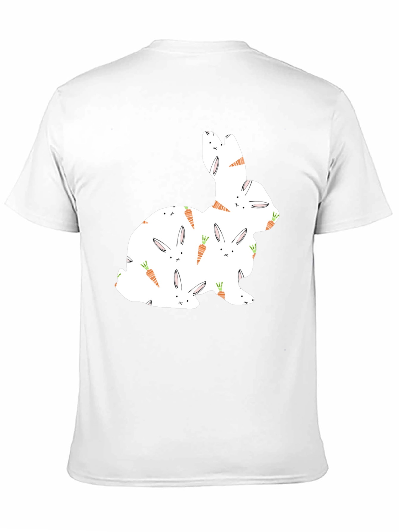 Bunny & Carrot Pattern Black T-Shirt