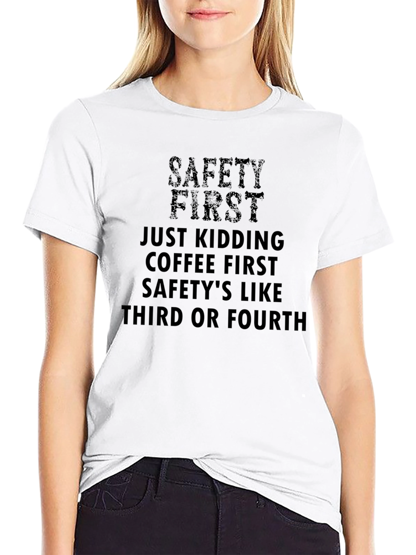 Safety First Coffee T-Shirt - Funny Slogan Tee