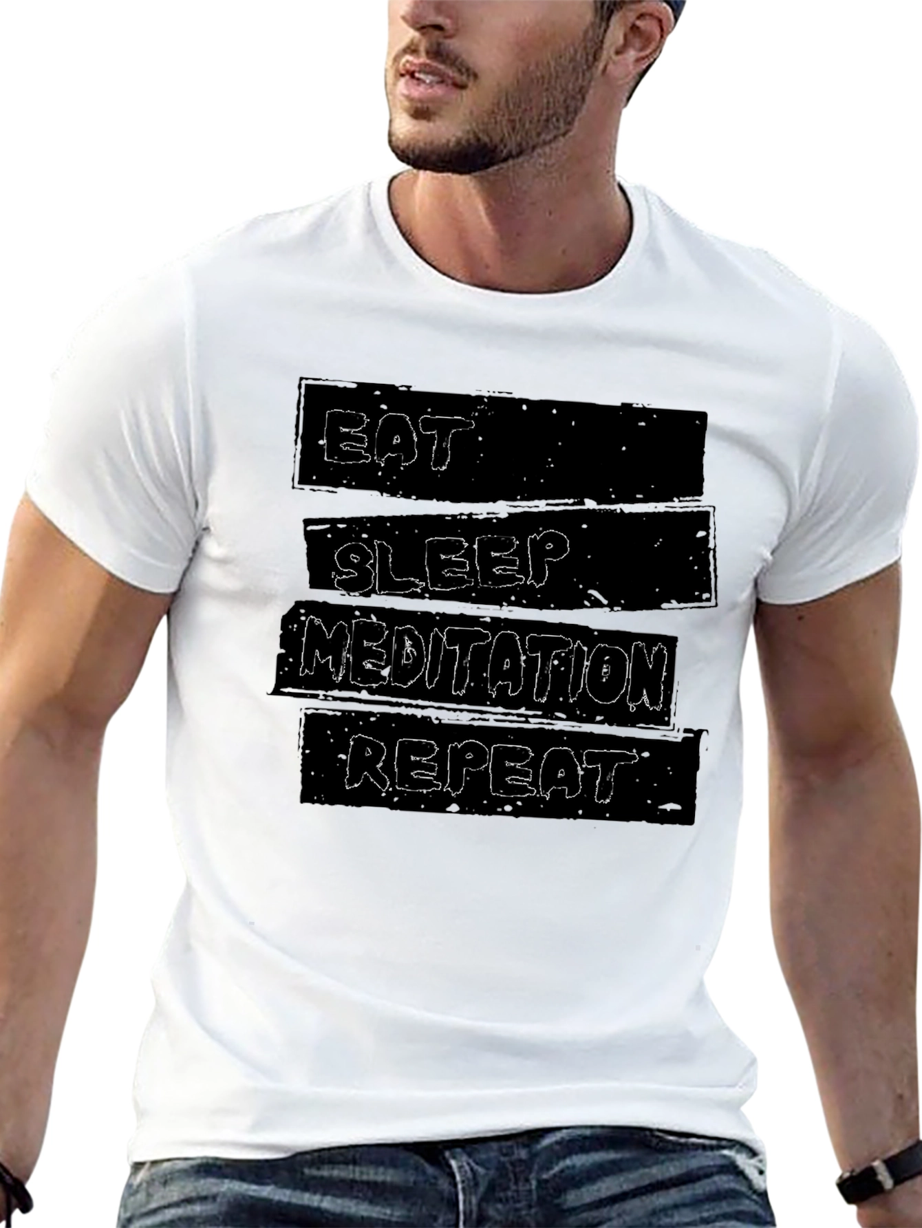Eat Sleep Meditation Repeat Graphic T-Shirt