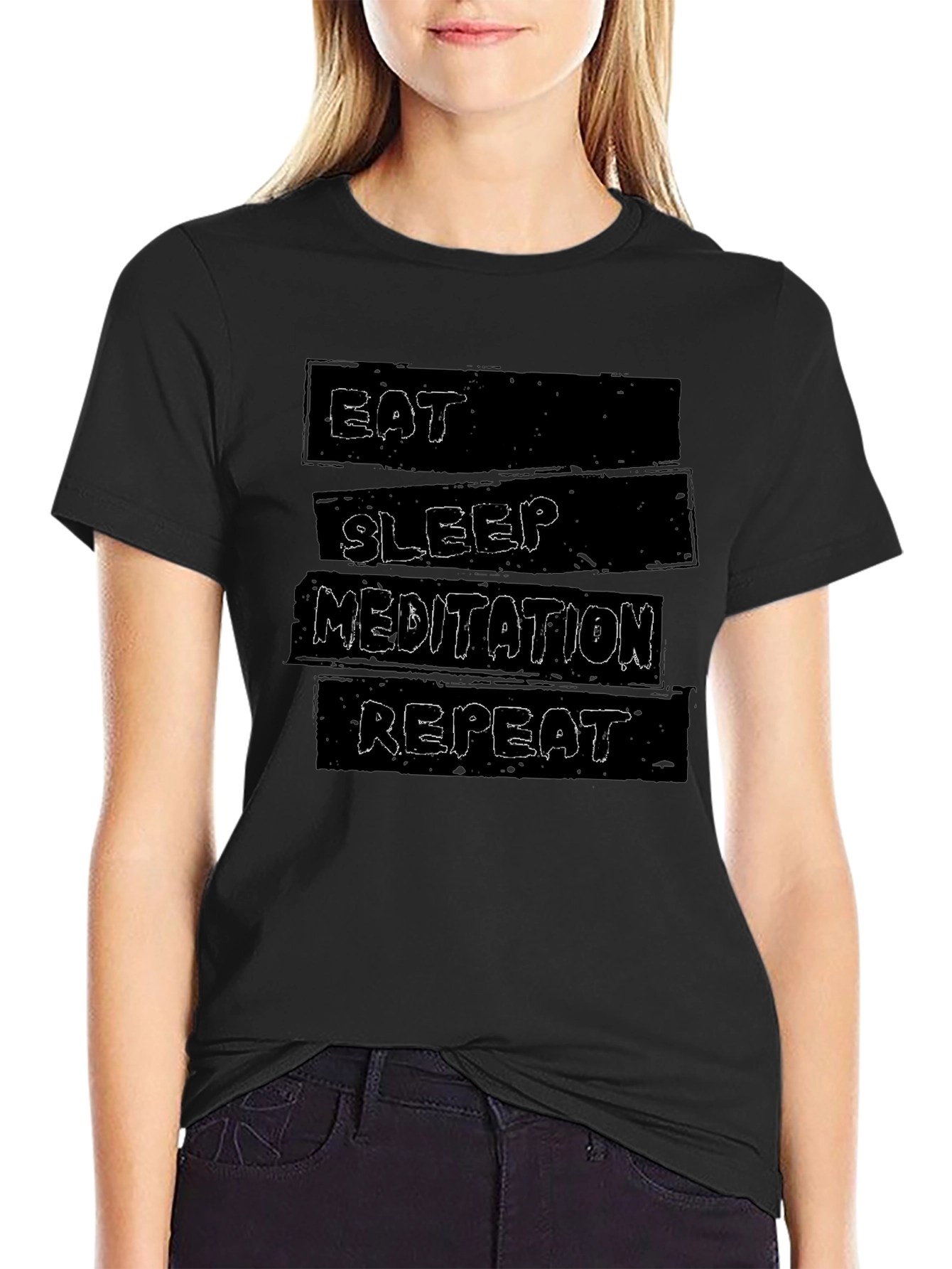 Eat Sleep Meditation Repeat Graphic T-Shirt