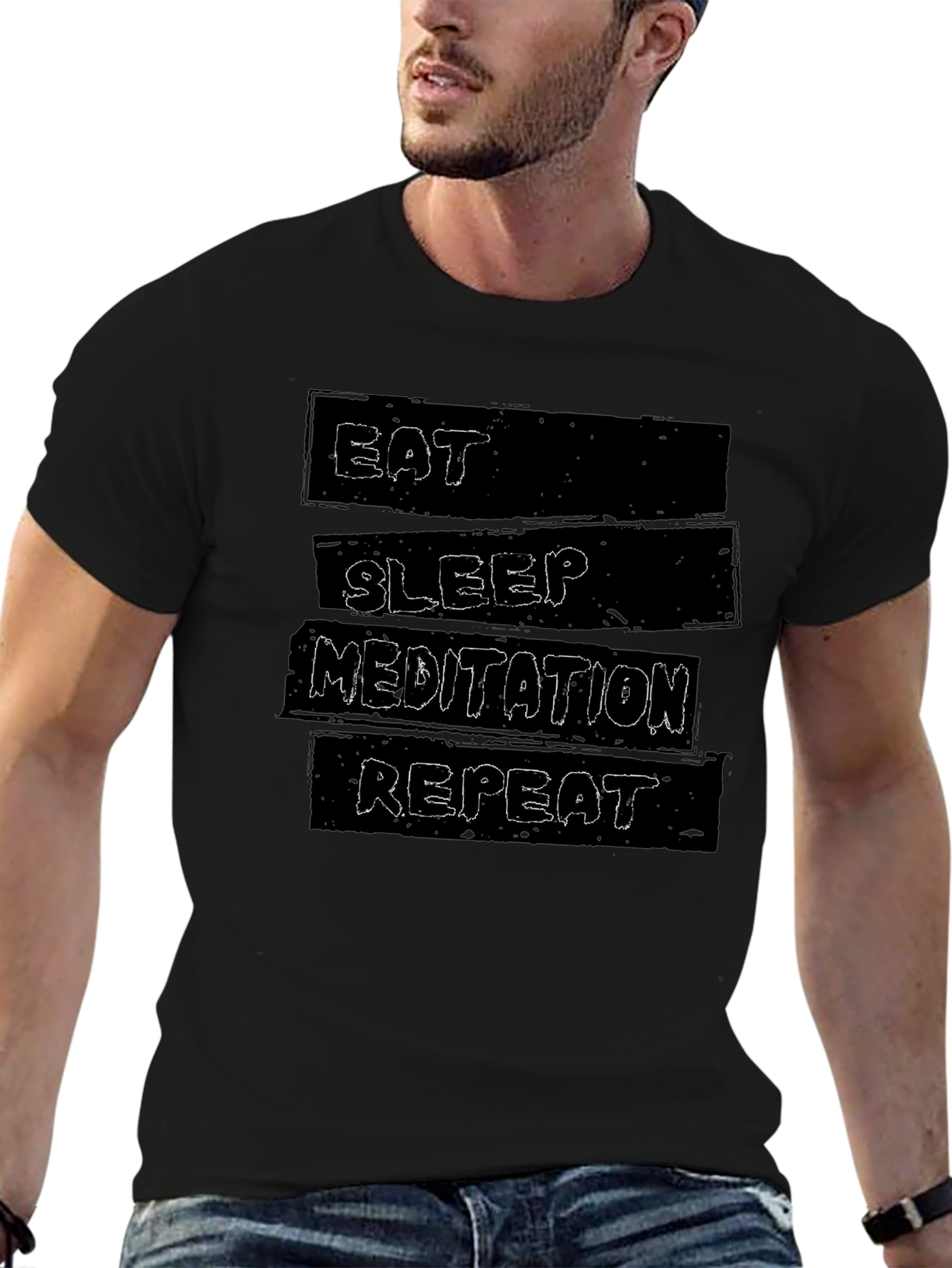 Eat Sleep Meditation Repeat Graphic T-Shirt