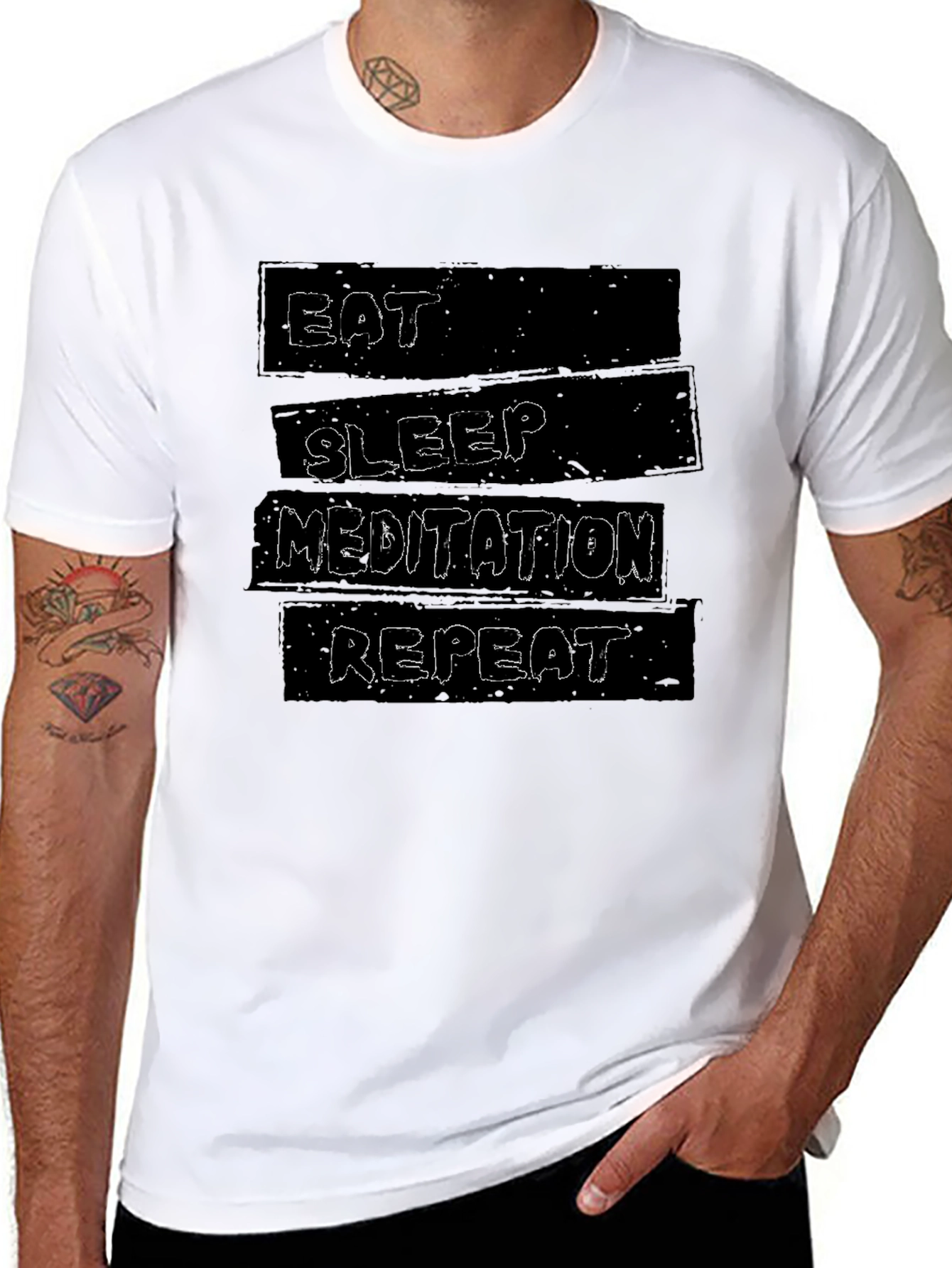 Eat Sleep Meditation Repeat Graphic T-Shirt