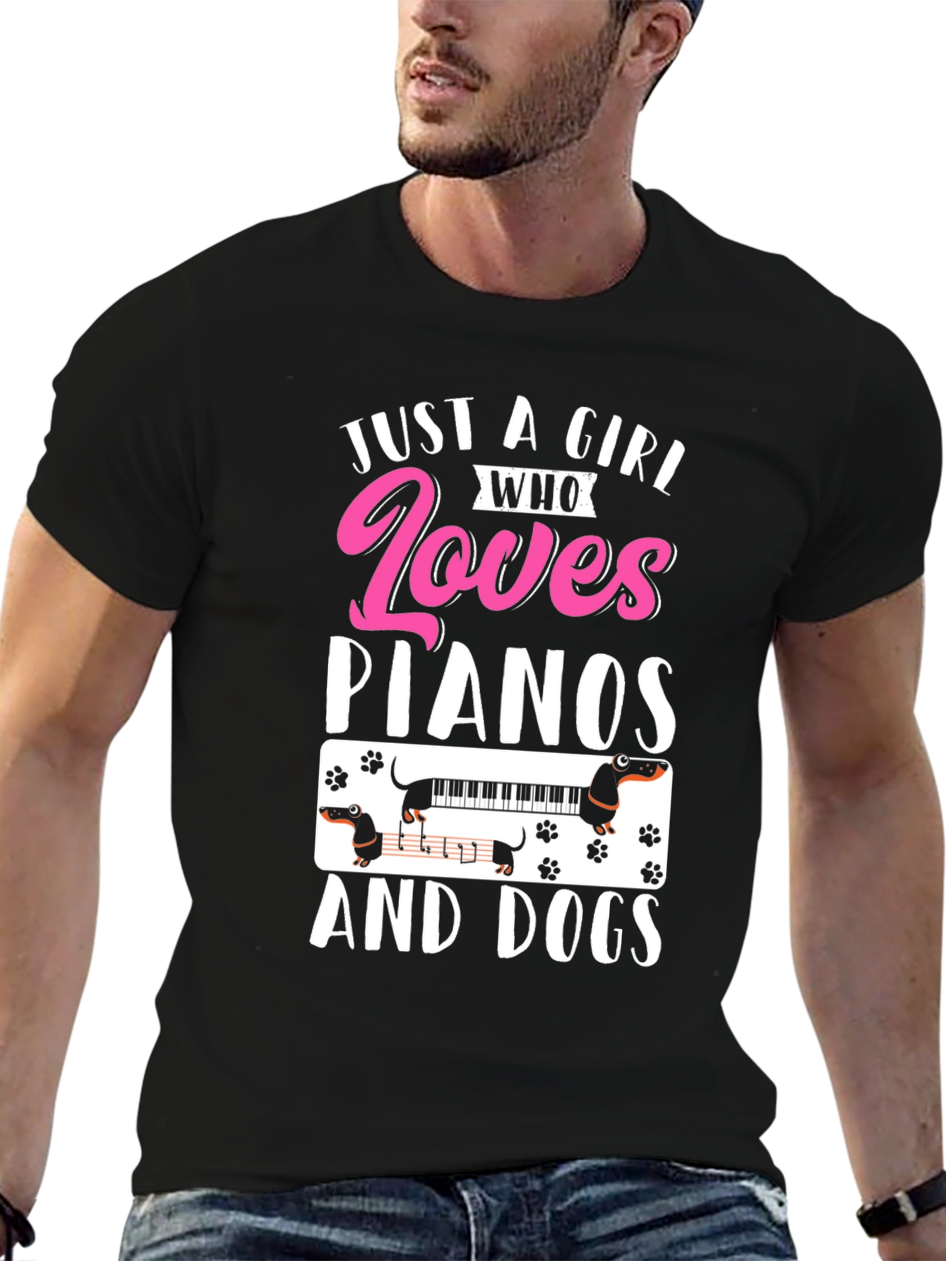 Just A Girl Who Loves Pianos And Dogs T-Shirt