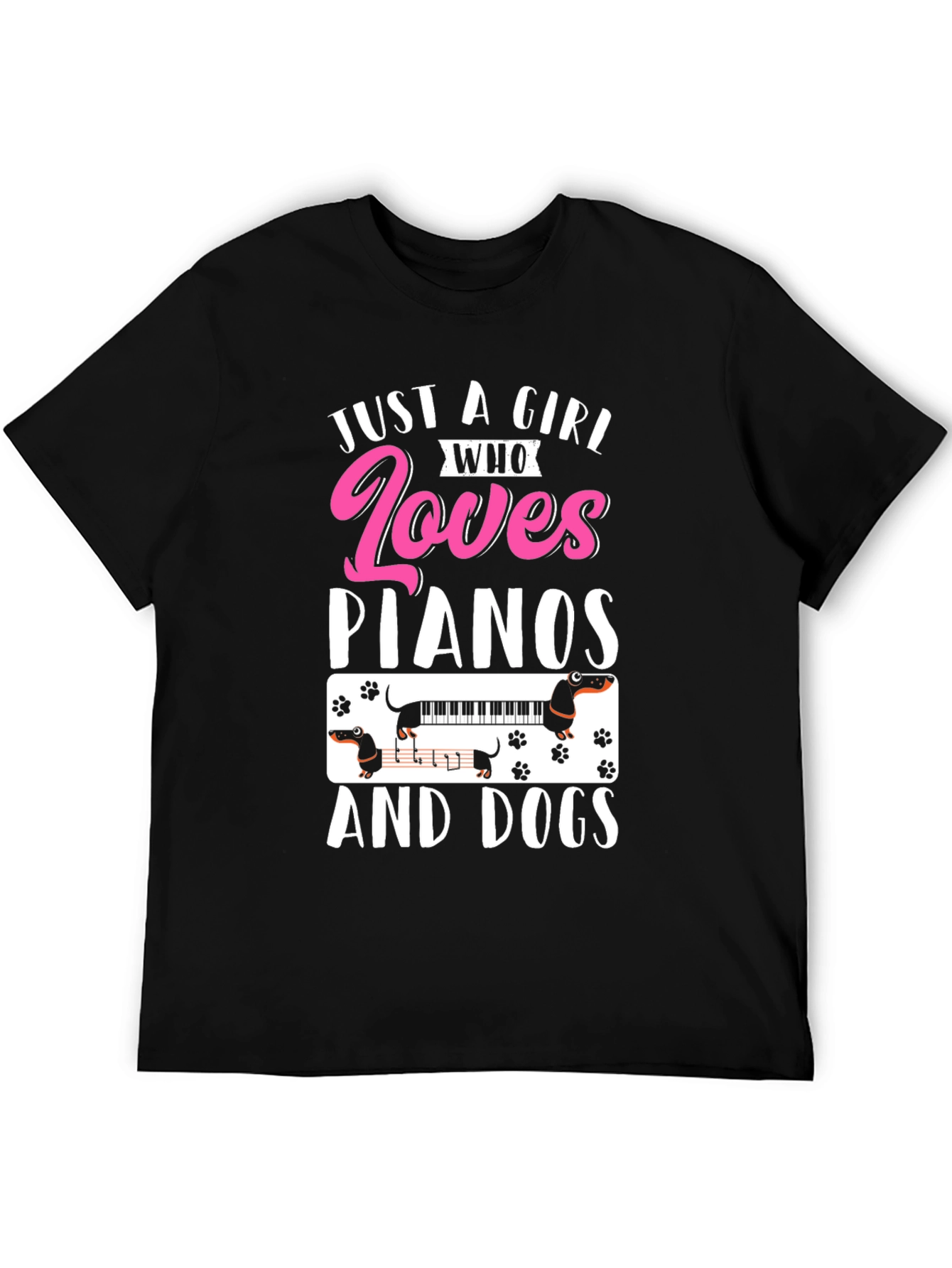 Just A Girl Who Loves Pianos And Dogs T-Shirt
