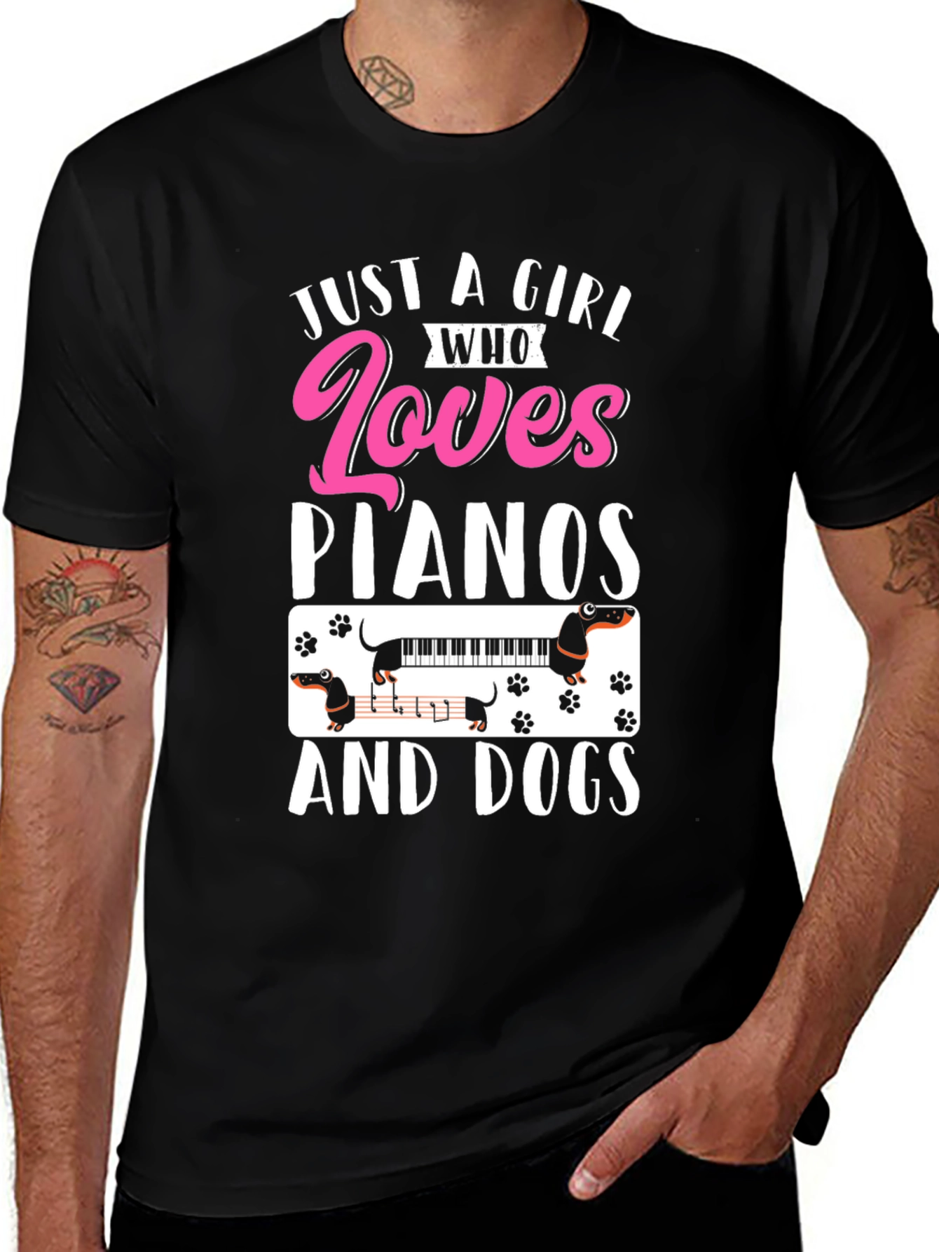 Just A Girl Who Loves Pianos And Dogs T-Shirt