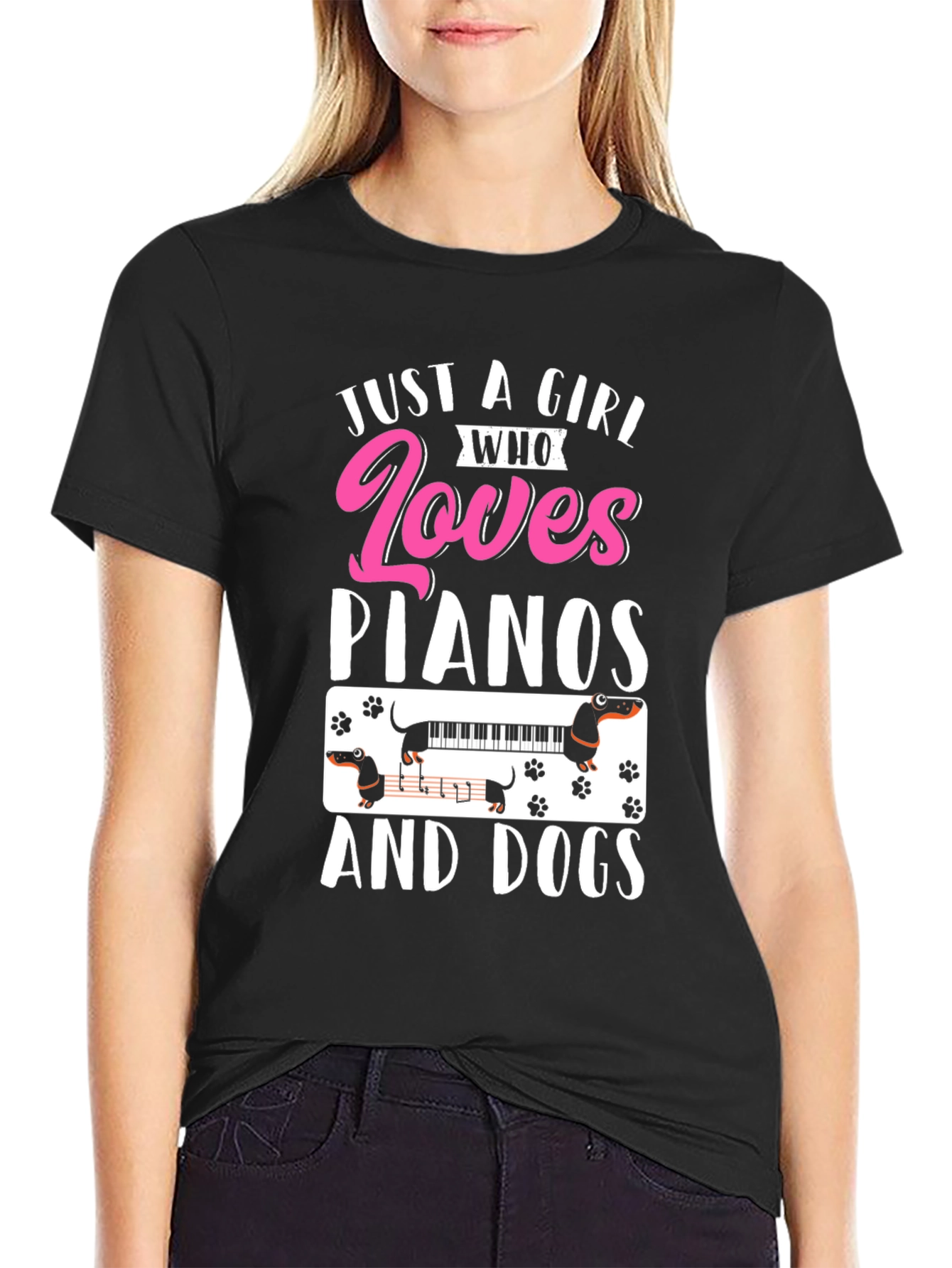 Just A Girl Who Loves Pianos And Dogs T-Shirt