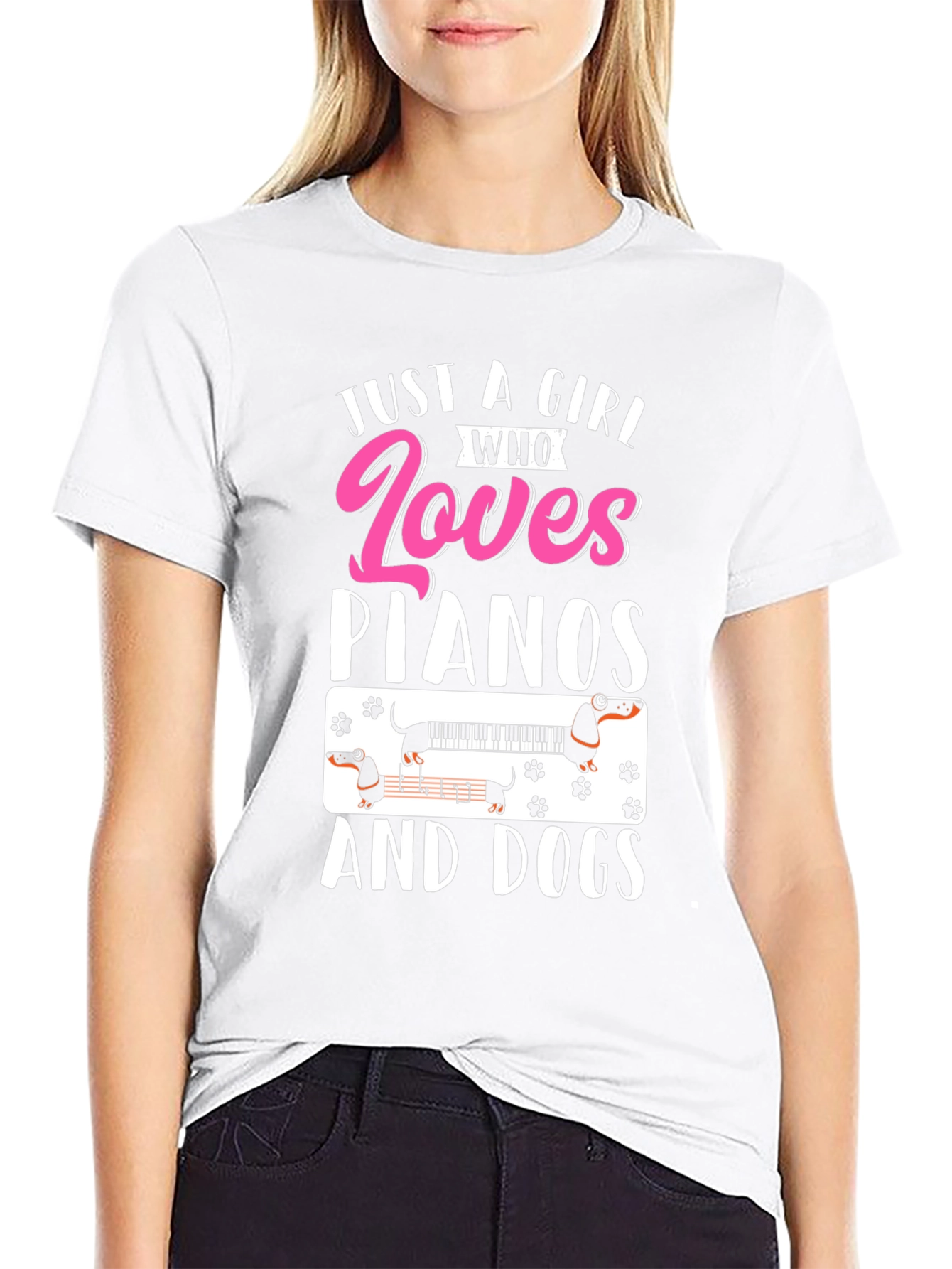 Just A Girl Who Loves Pianos And Dogs T-Shirt