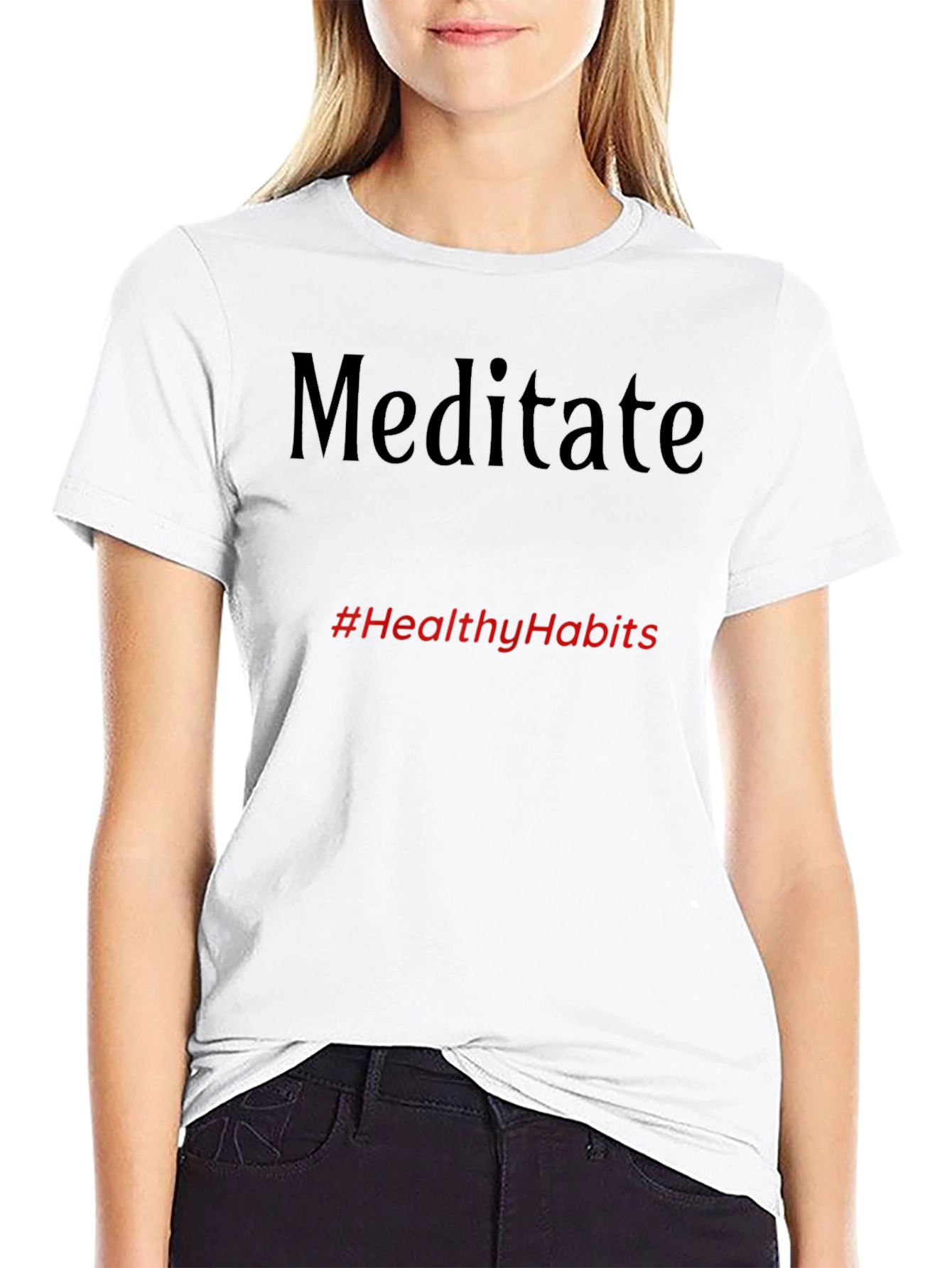 Meditate Black Tee - #HealthyHabits T-Shirt