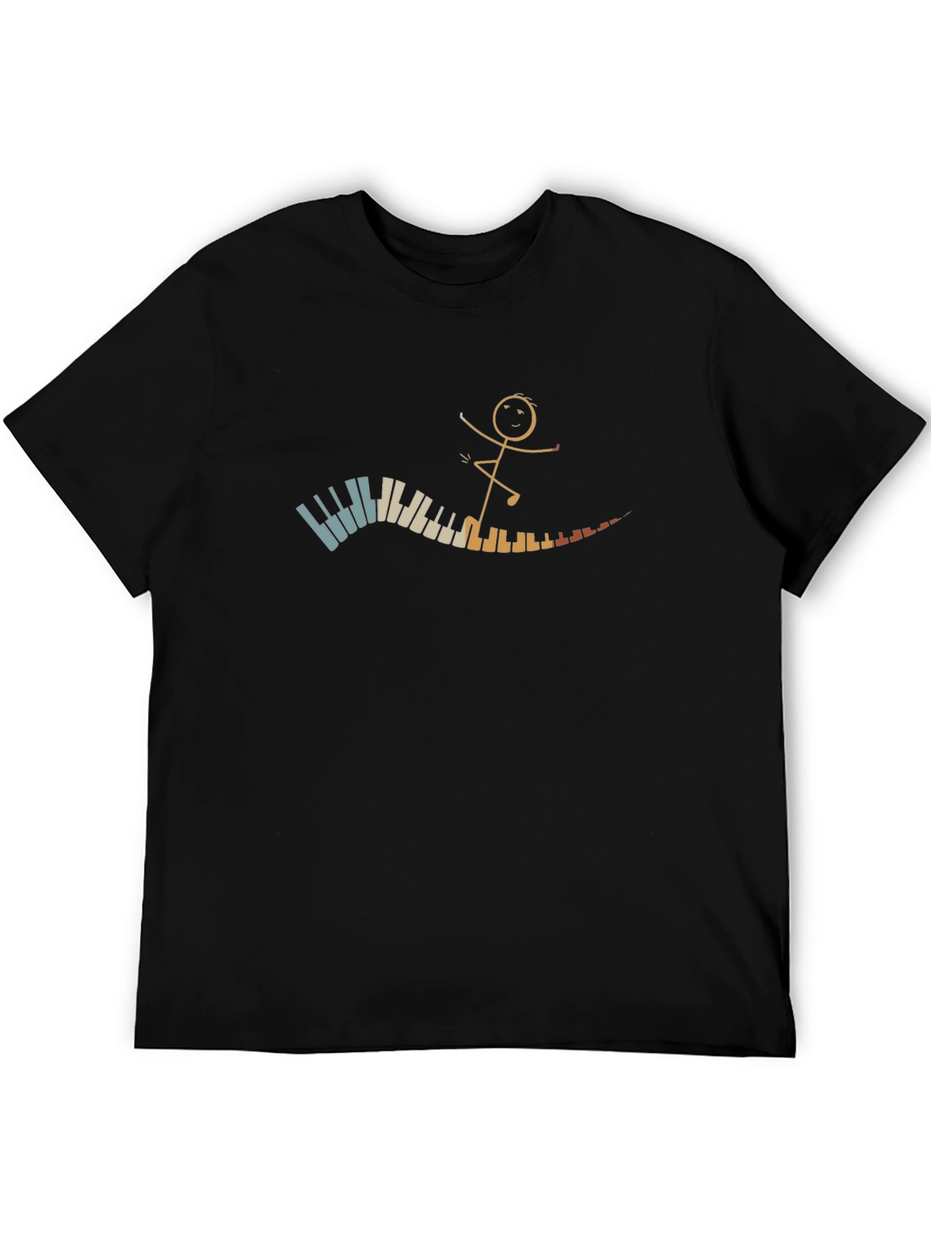 Piano Stick Figure Black T-Shirt
