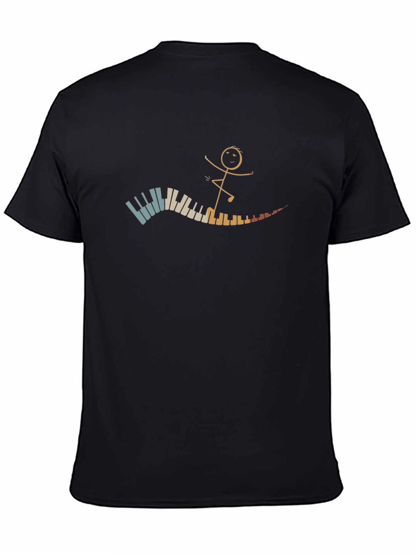 Piano Stick Figure Black T-Shirt