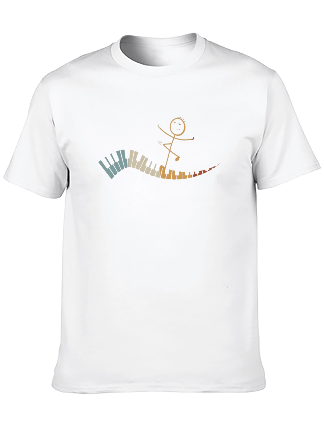 Piano Stick Figure Black T-Shirt