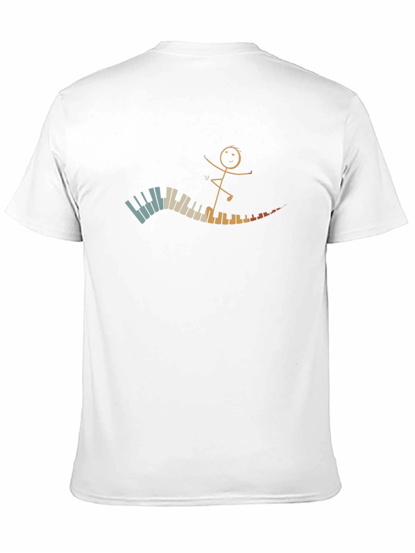 Piano Stick Figure Black T-Shirt