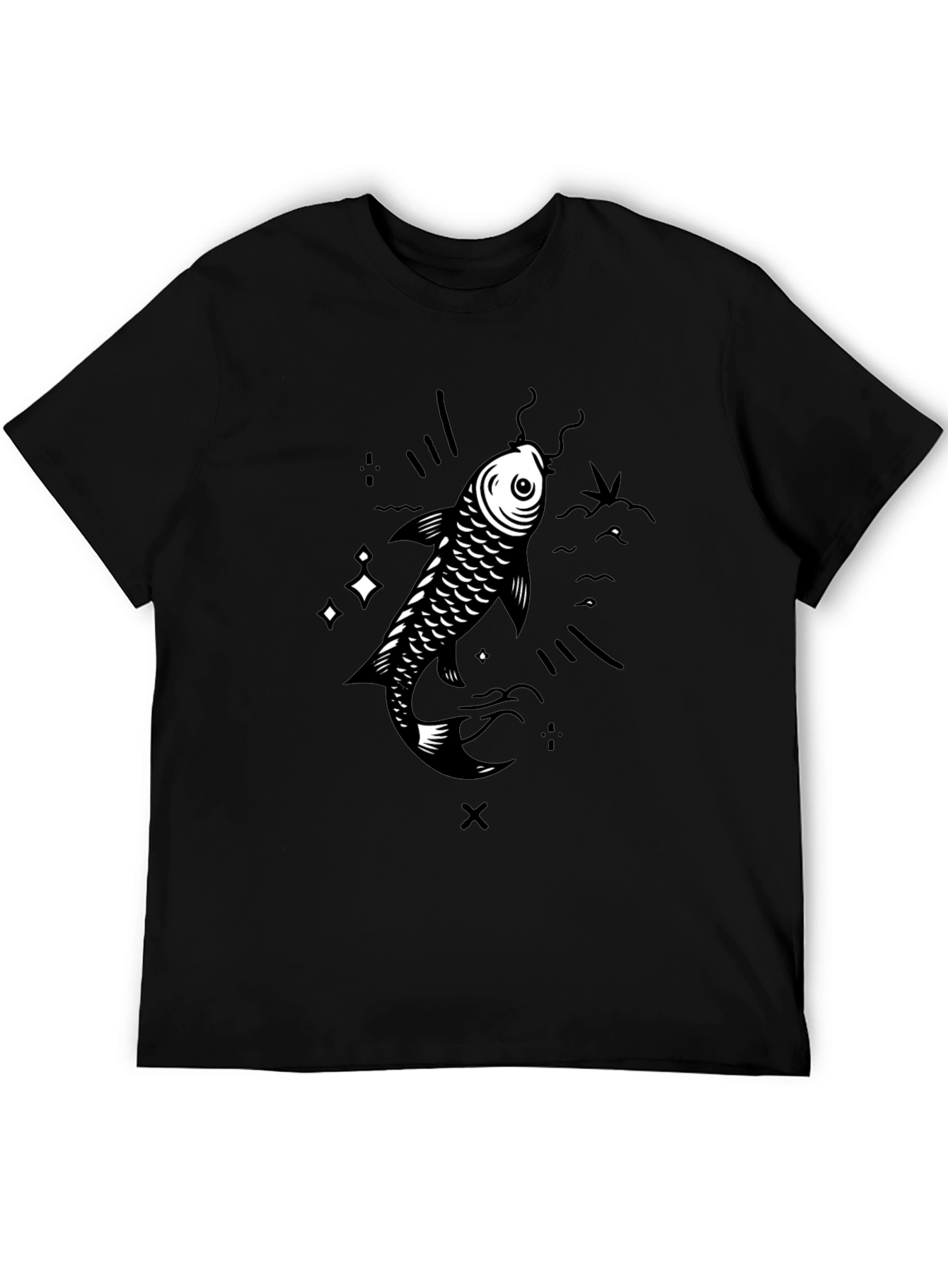 Koi Fish Graphic T-Shirt - Black Cotton Tee