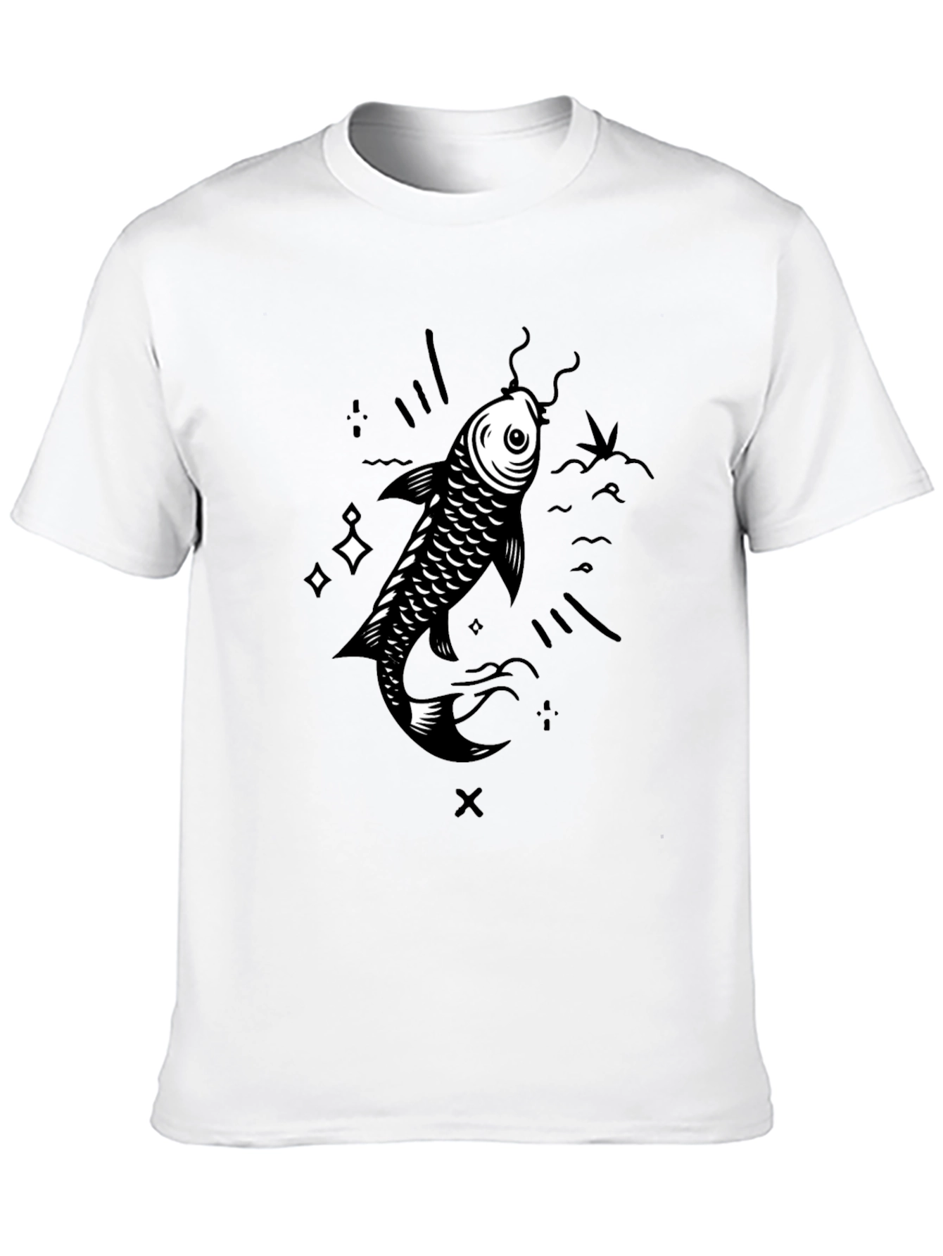 Koi Fish Graphic T-Shirt - Black Cotton Tee