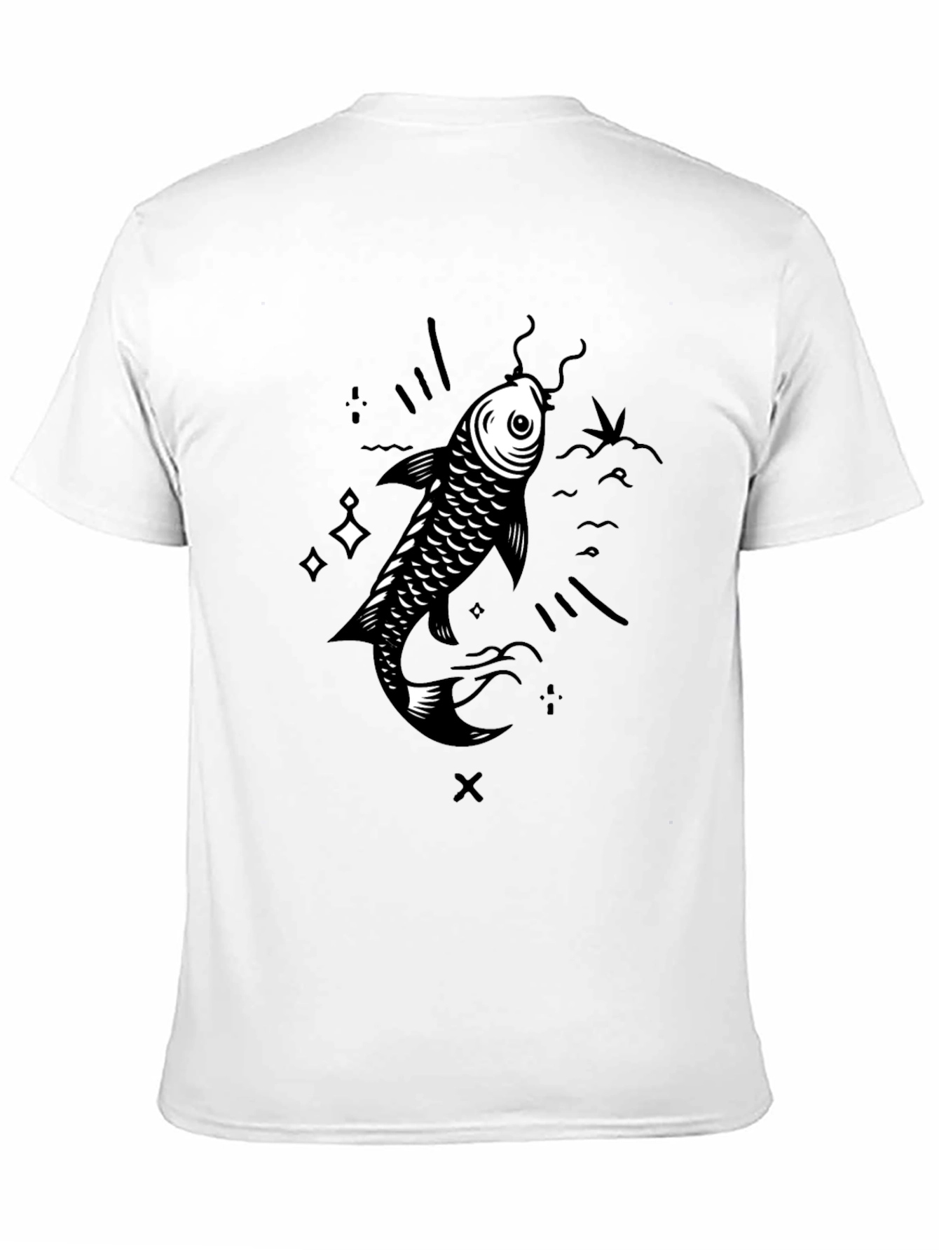 Koi Fish Graphic T-Shirt - Black Cotton Tee