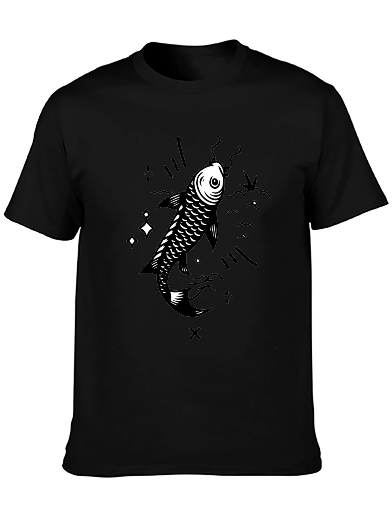 Koi Fish Graphic T-Shirt - Black Cotton Tee