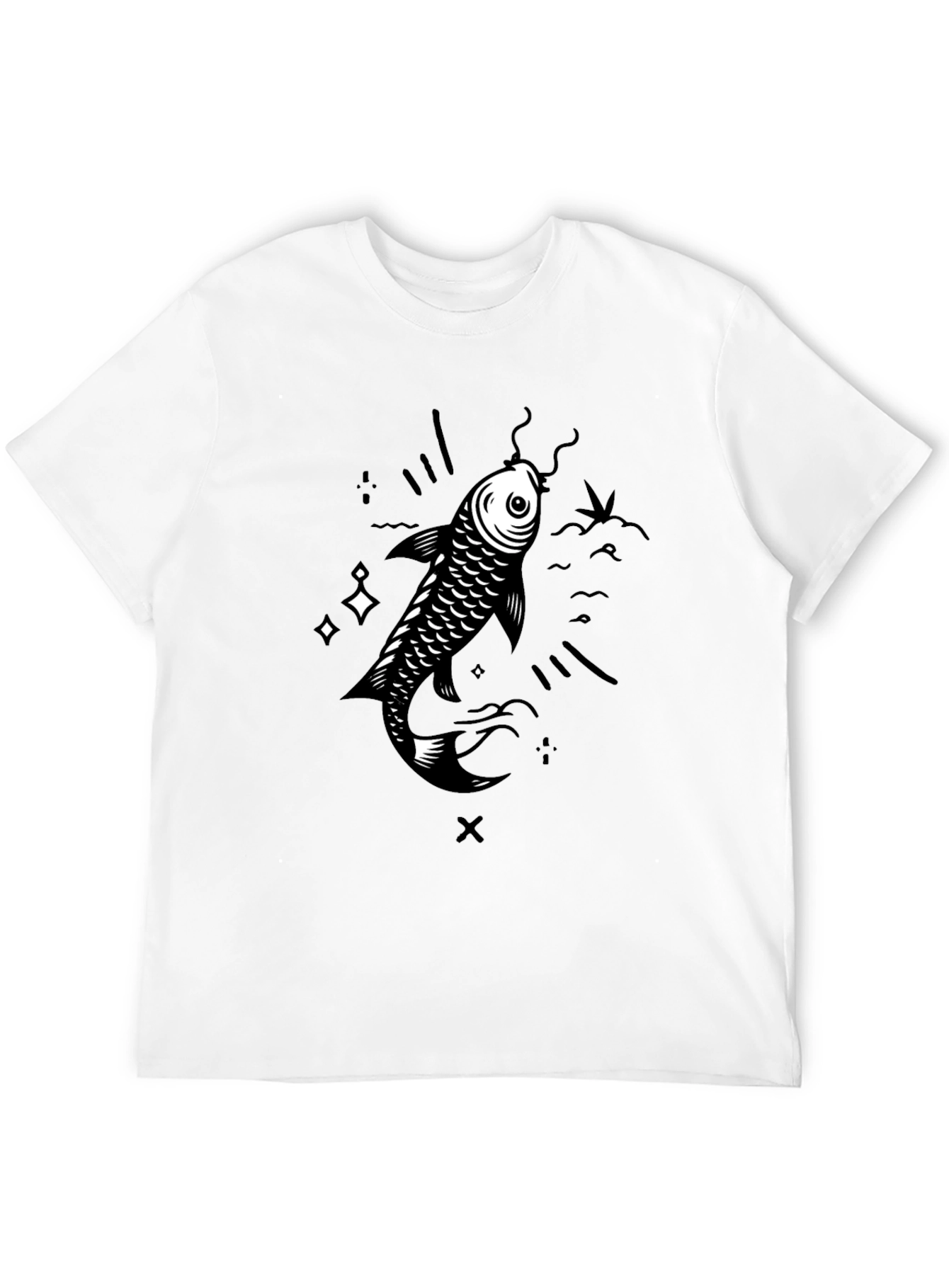 Koi Fish Graphic T-Shirt - Black Cotton Tee