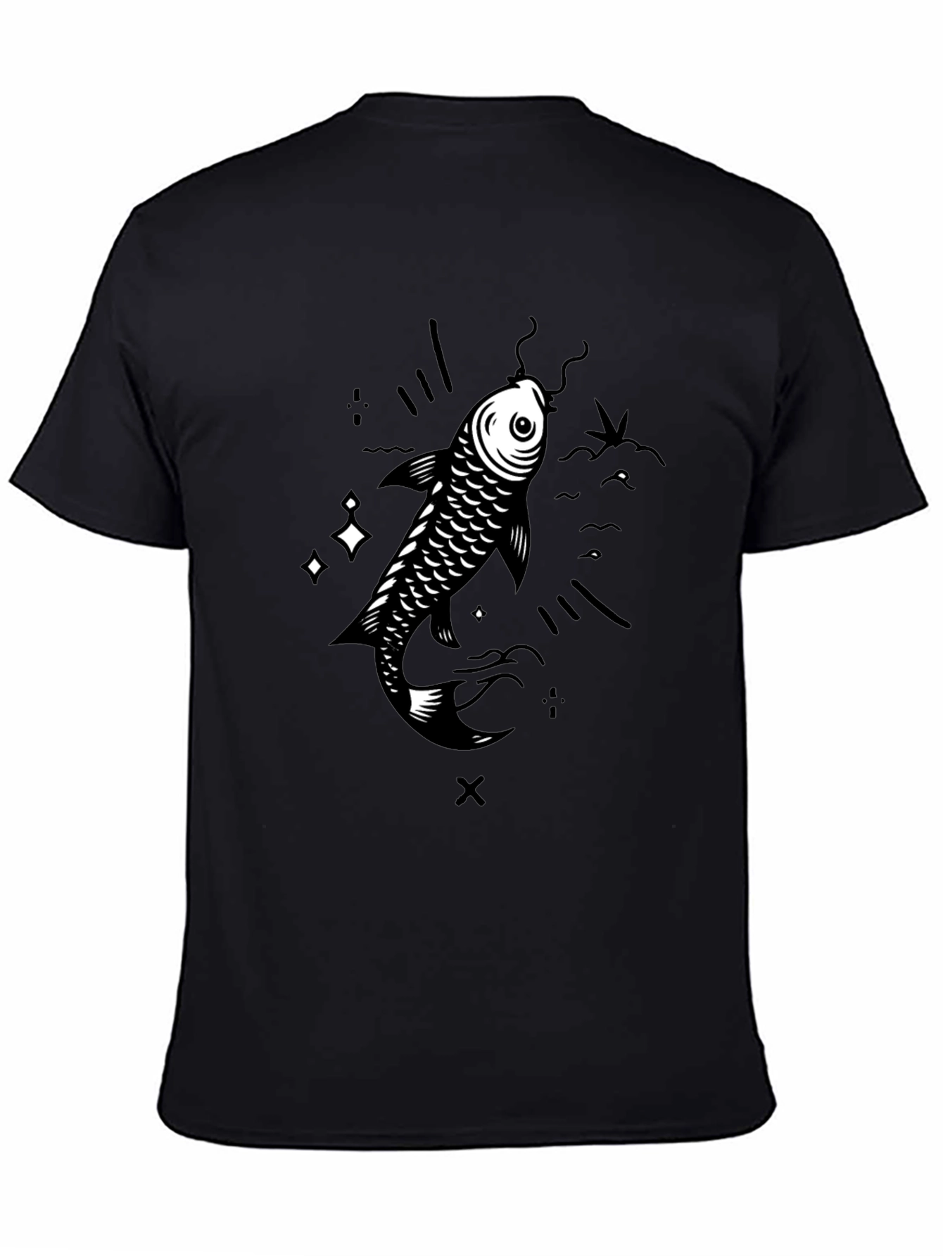 Koi Fish Graphic T-Shirt - Black Cotton Tee