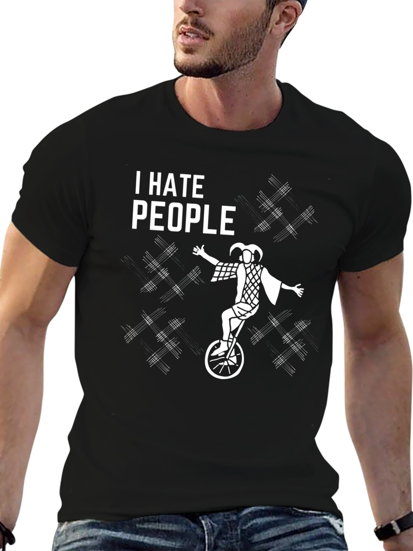 I Hate People Jester Unicycle Graphic T-Shirt