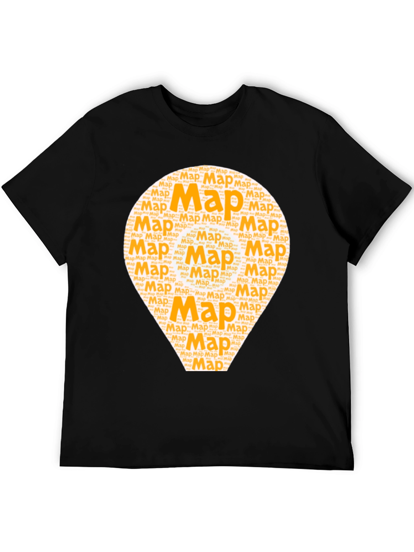 Map Word Art Graphic T-Shirt - Black