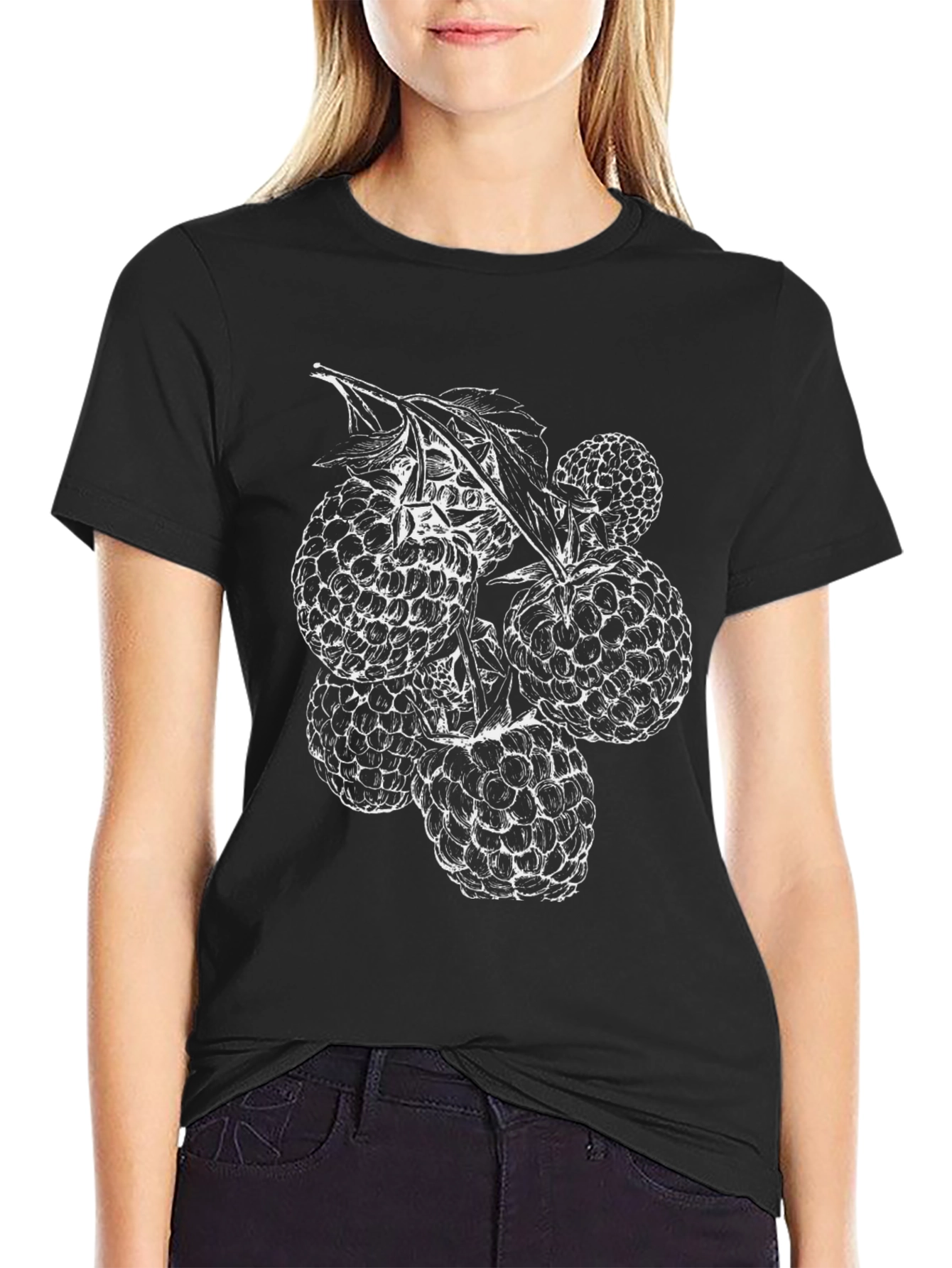 Raspberry Graphic Tee - Unisex Black T-Shirt