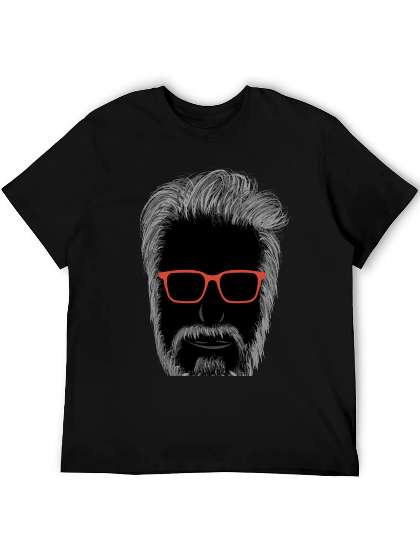 Cool Bearded Man Graphic T-Shirt - Black