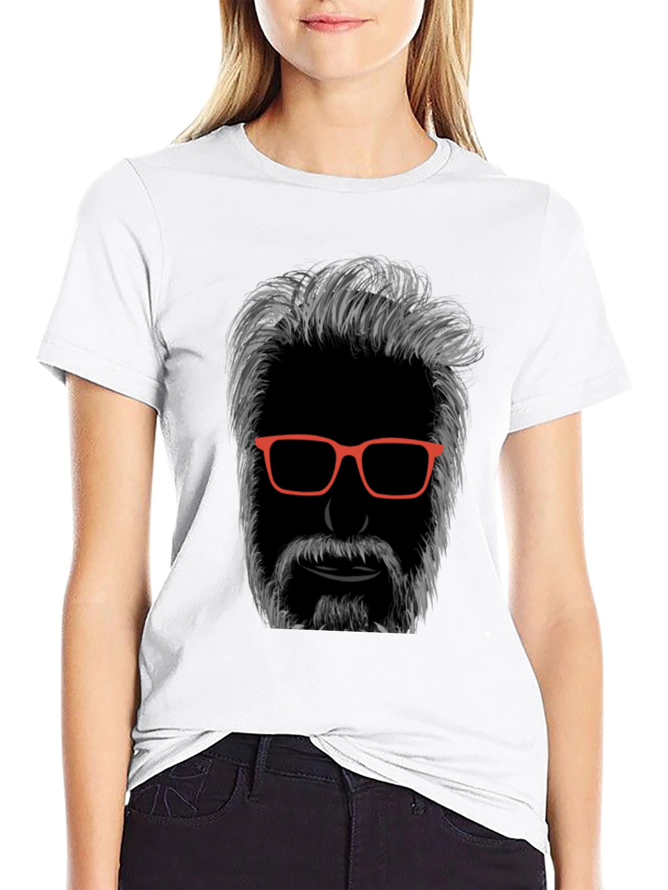 Cool Bearded Man Graphic T-Shirt - Black