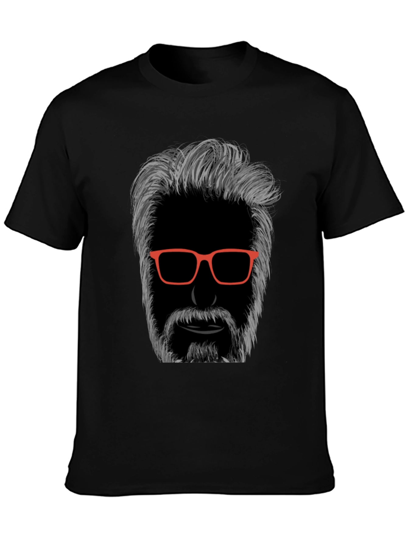 Cool Bearded Man Graphic T-Shirt - Black