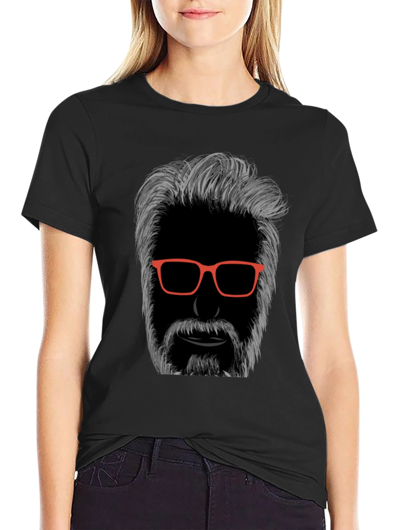 Cool Bearded Man Graphic T-Shirt - Black