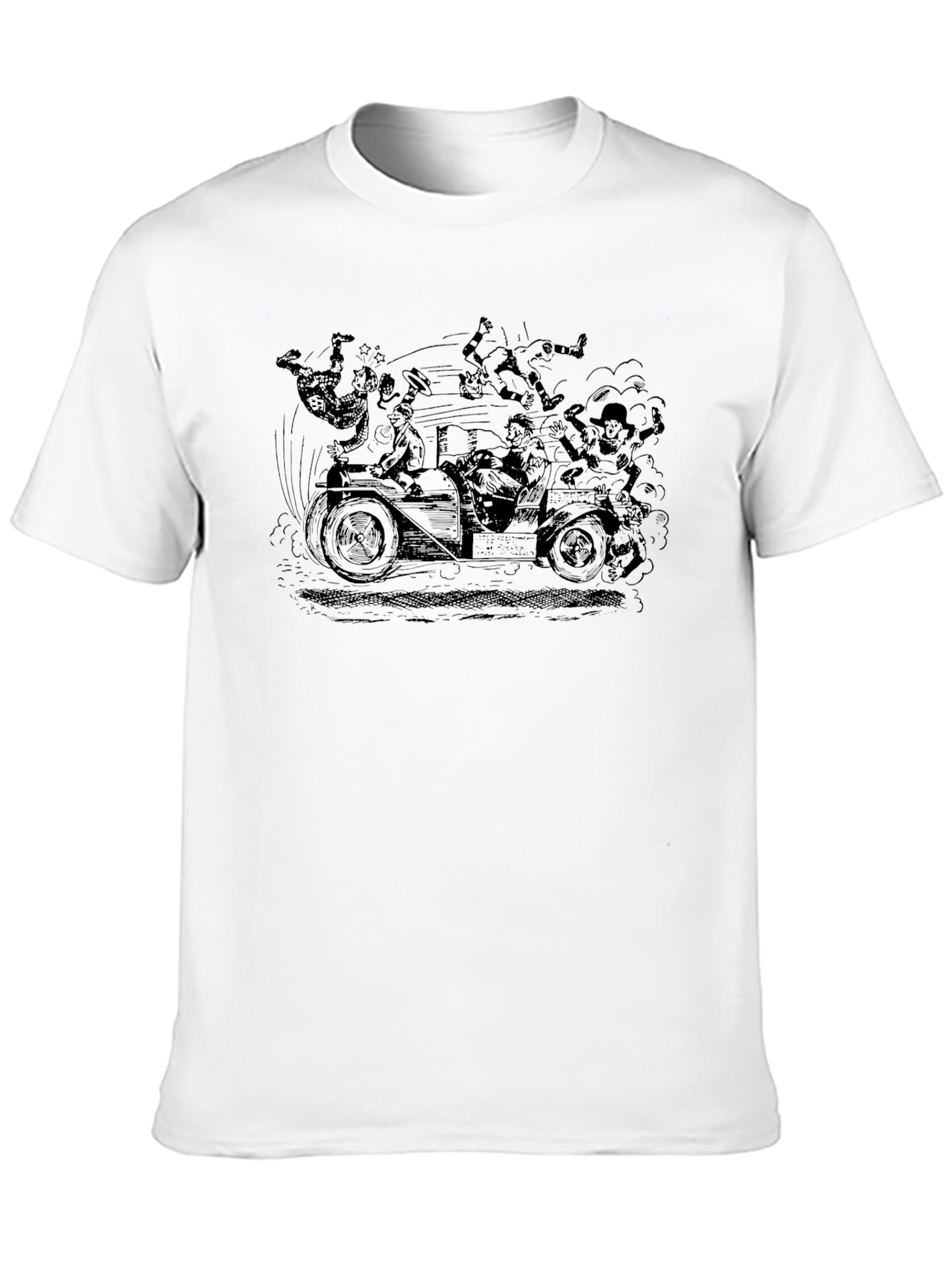 Cartoon Car Crash Graphic Tee - Black