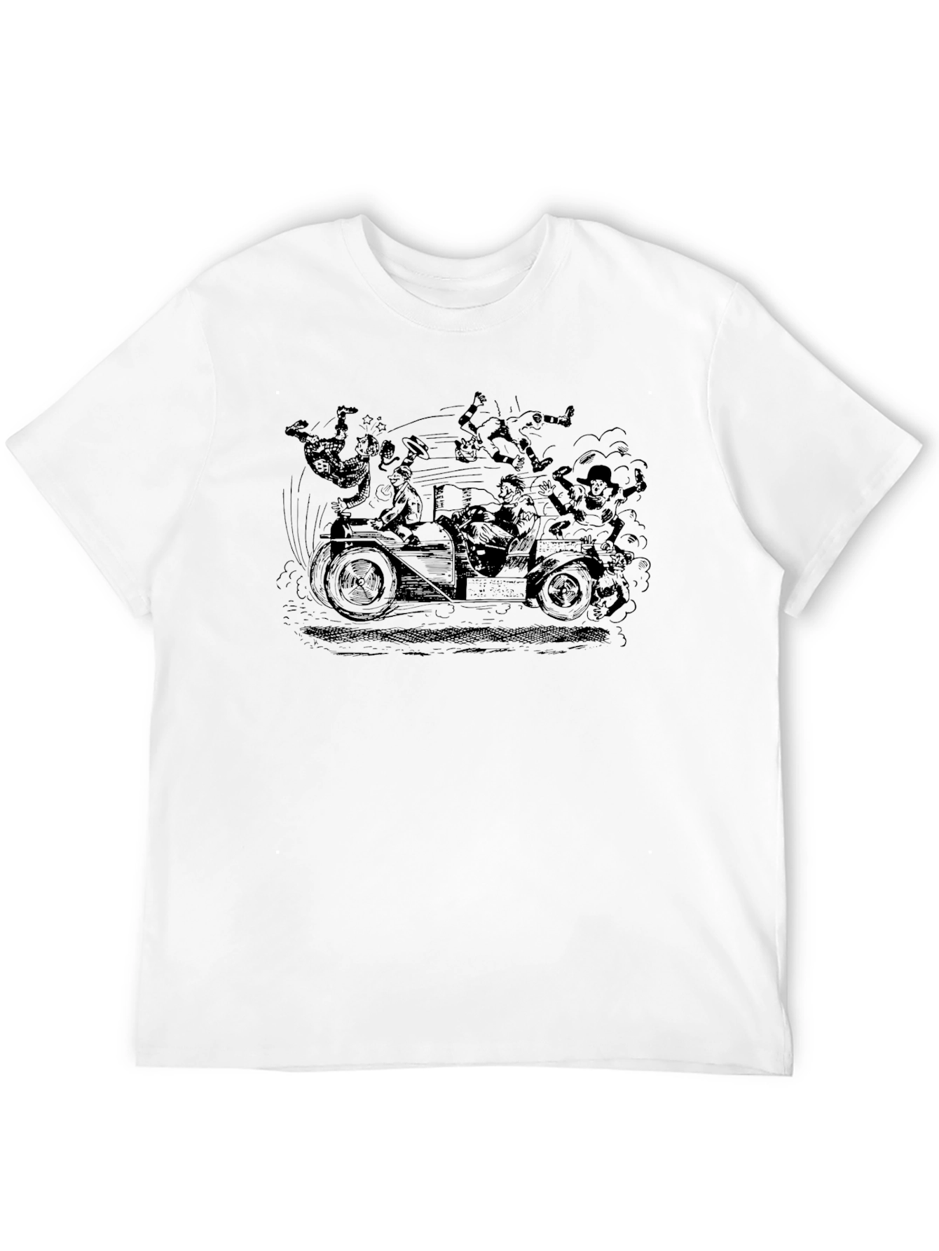 Cartoon Car Crash Graphic Tee - Black