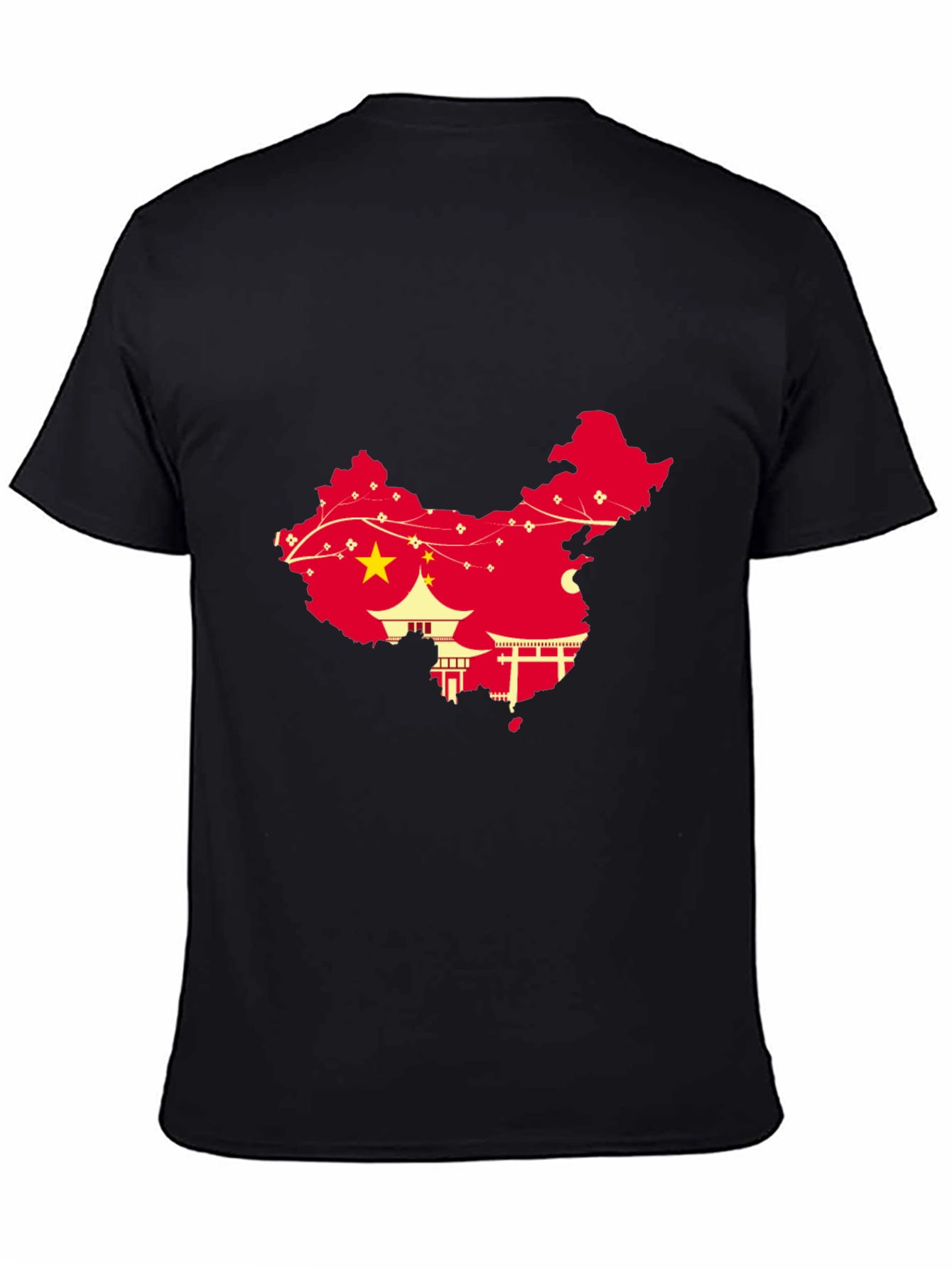 China Map Graphic Tee - Black Crew Neck T-Shirt