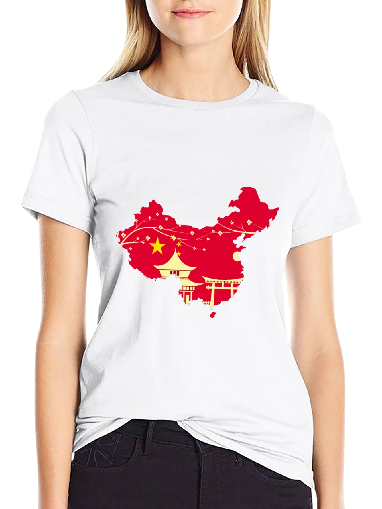 China Map Graphic Tee - Black Crew Neck T-Shirt