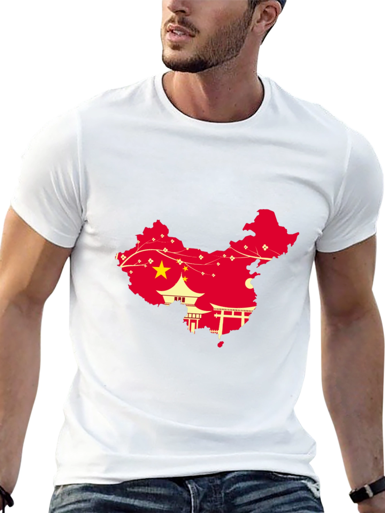 China Map Graphic Tee - Black Crew Neck T-Shirt