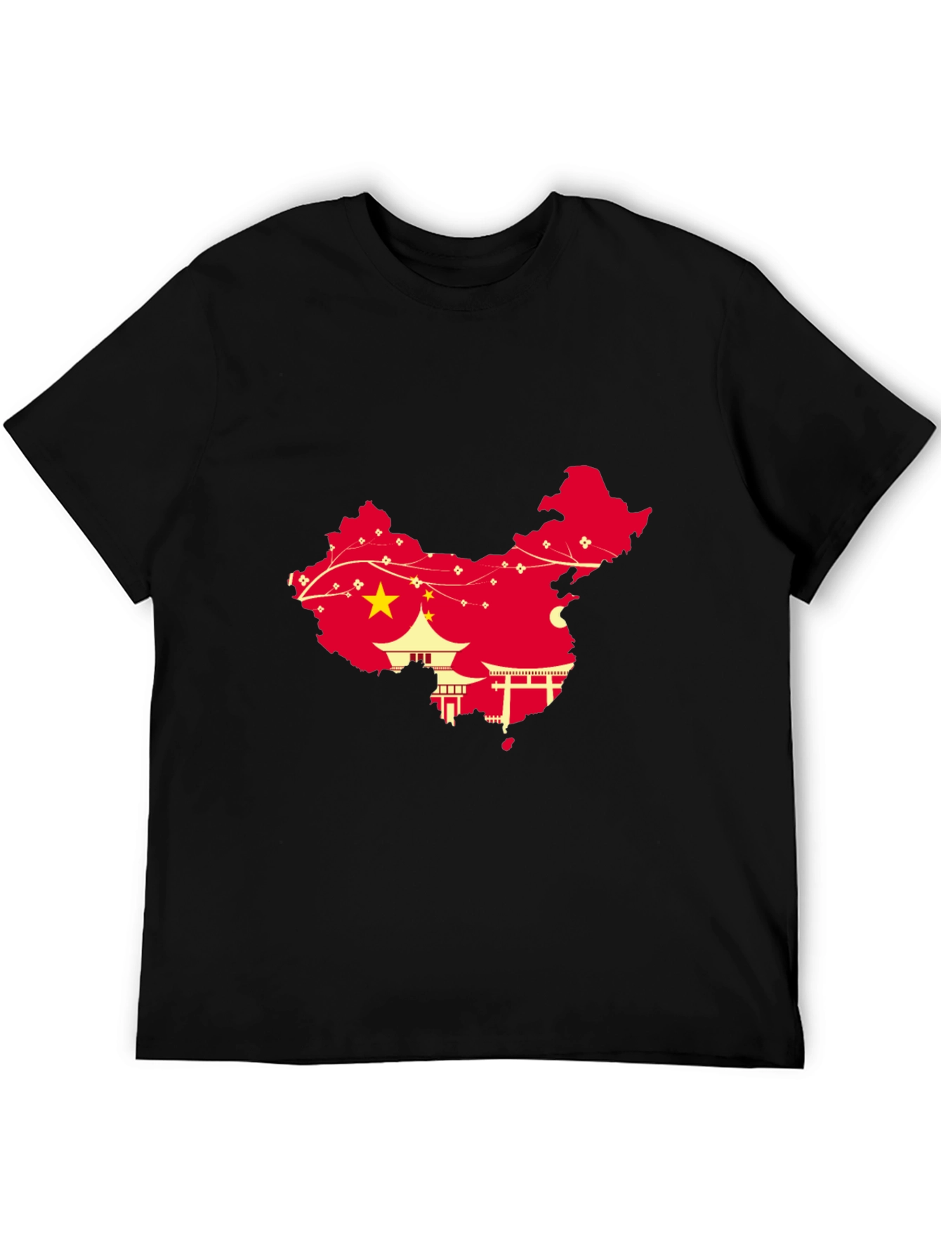 China Map Graphic Tee - Black Crew Neck T-Shirt