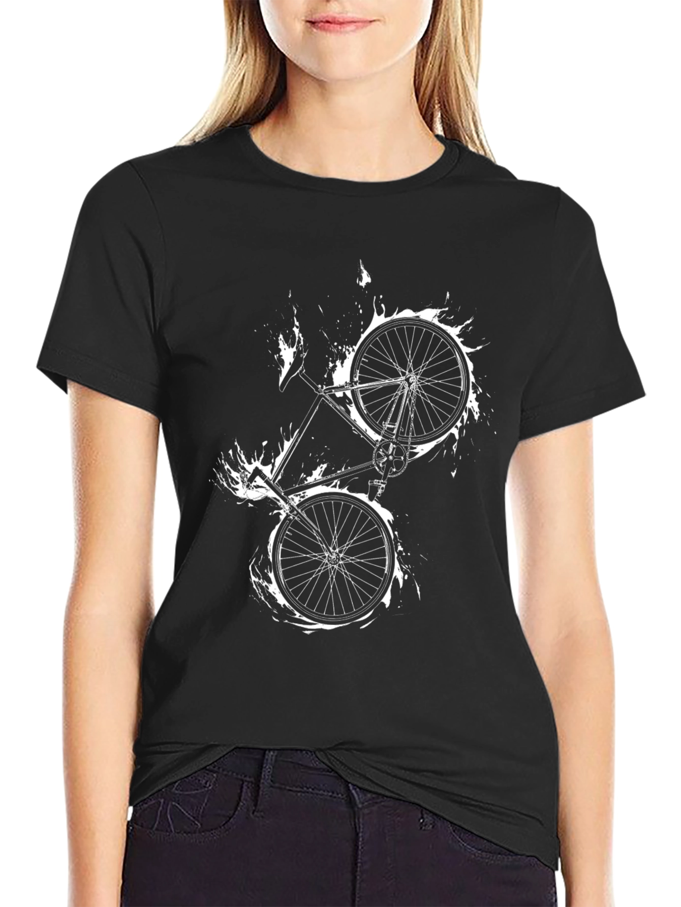 Black Bike Graphic Tee - Cycling Style