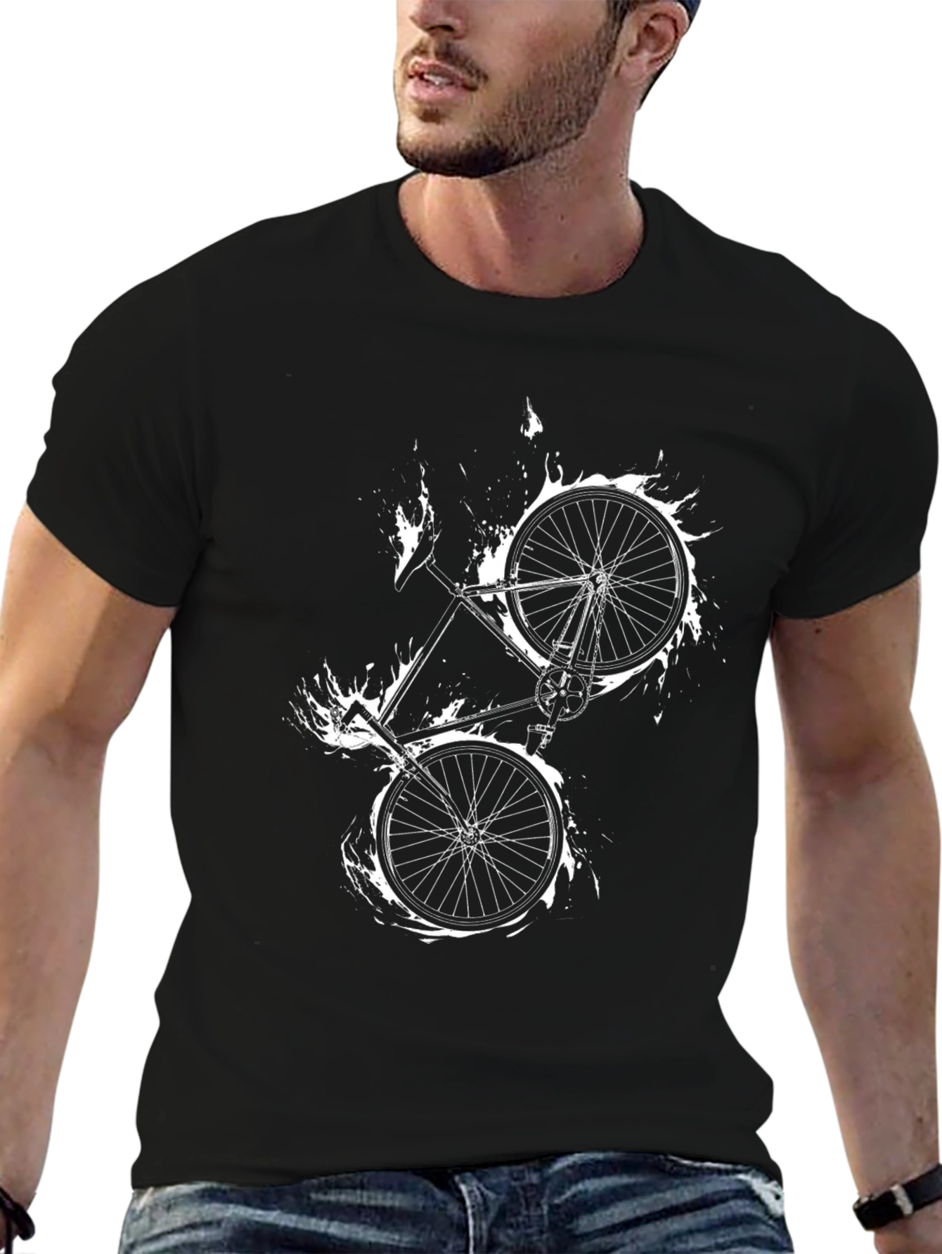Black Bike Graphic Tee - Cycling Style