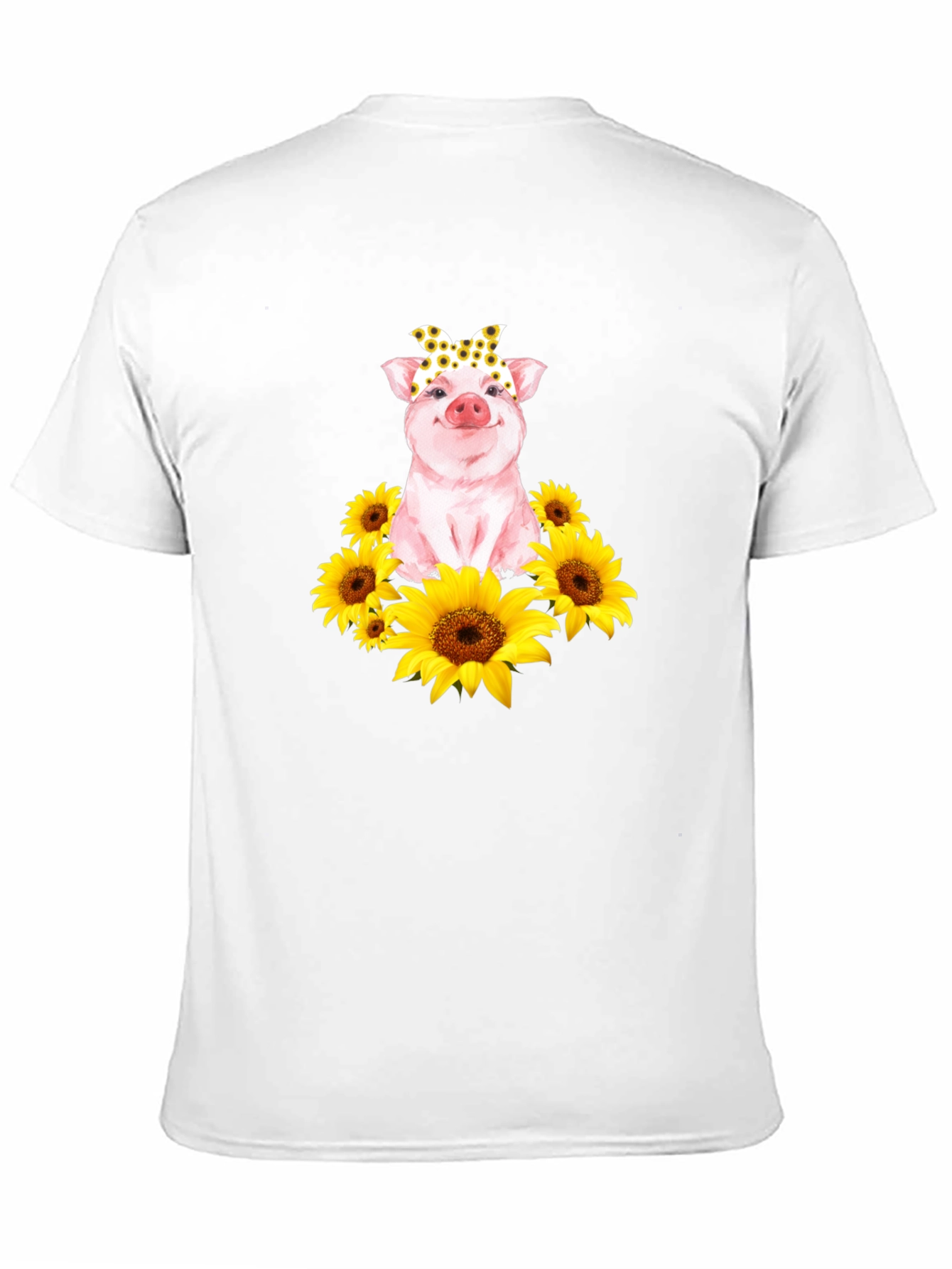 Cute Pig Sunflower T-Shirt - Unisex Black Tee
