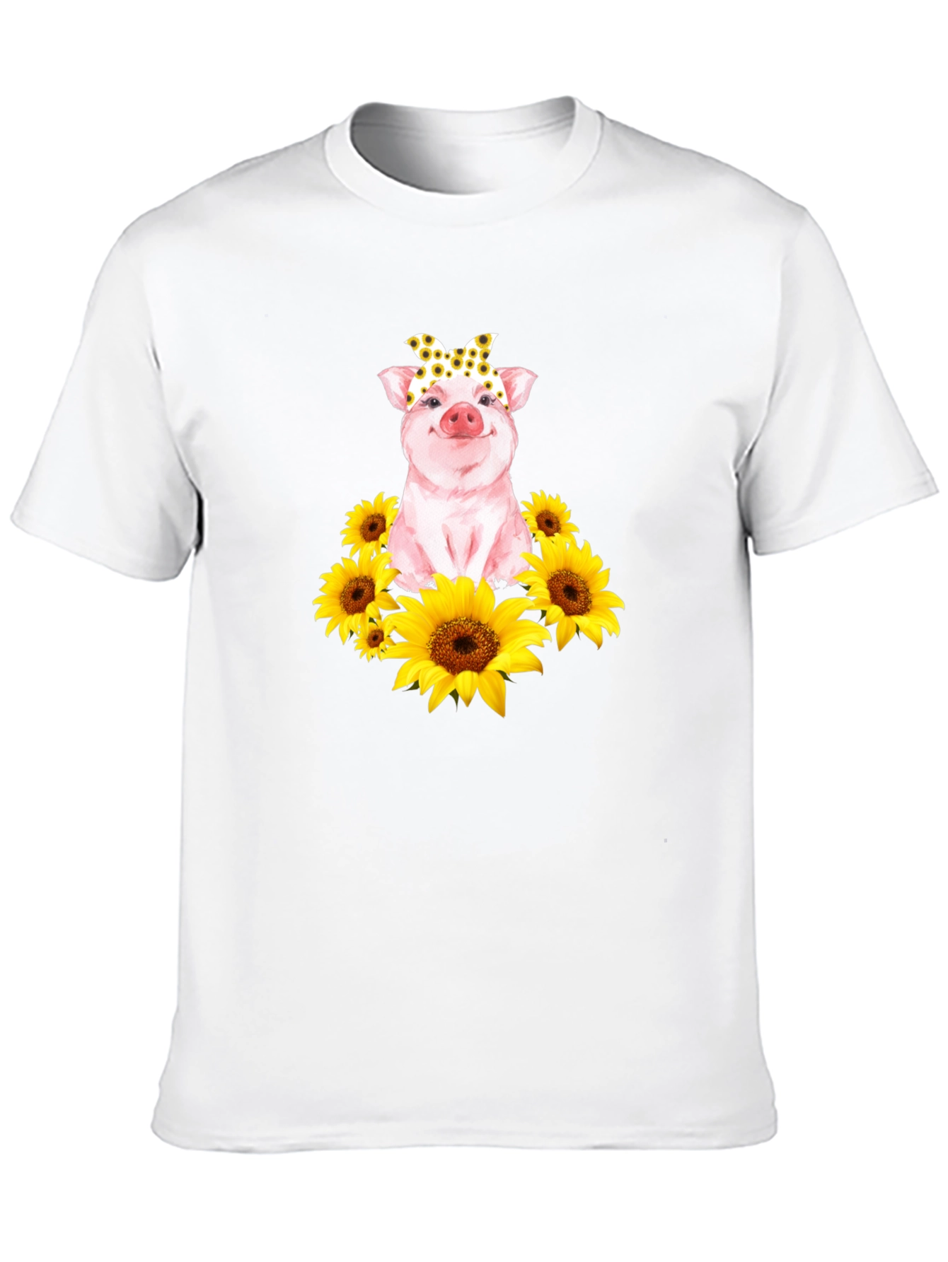 Cute Pig Sunflower T-Shirt - Unisex Black Tee