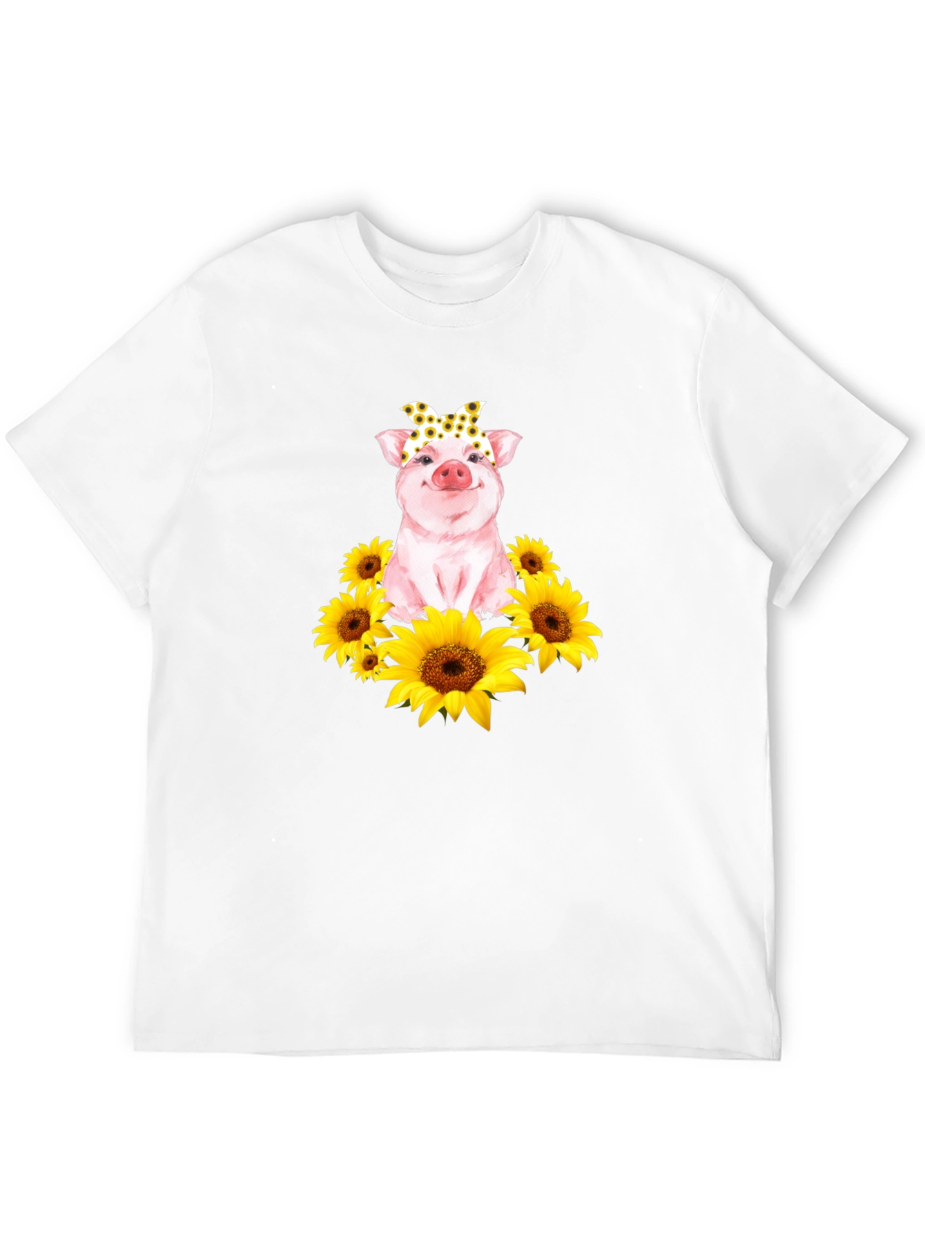 Cute Pig Sunflower T-Shirt - Unisex Black Tee