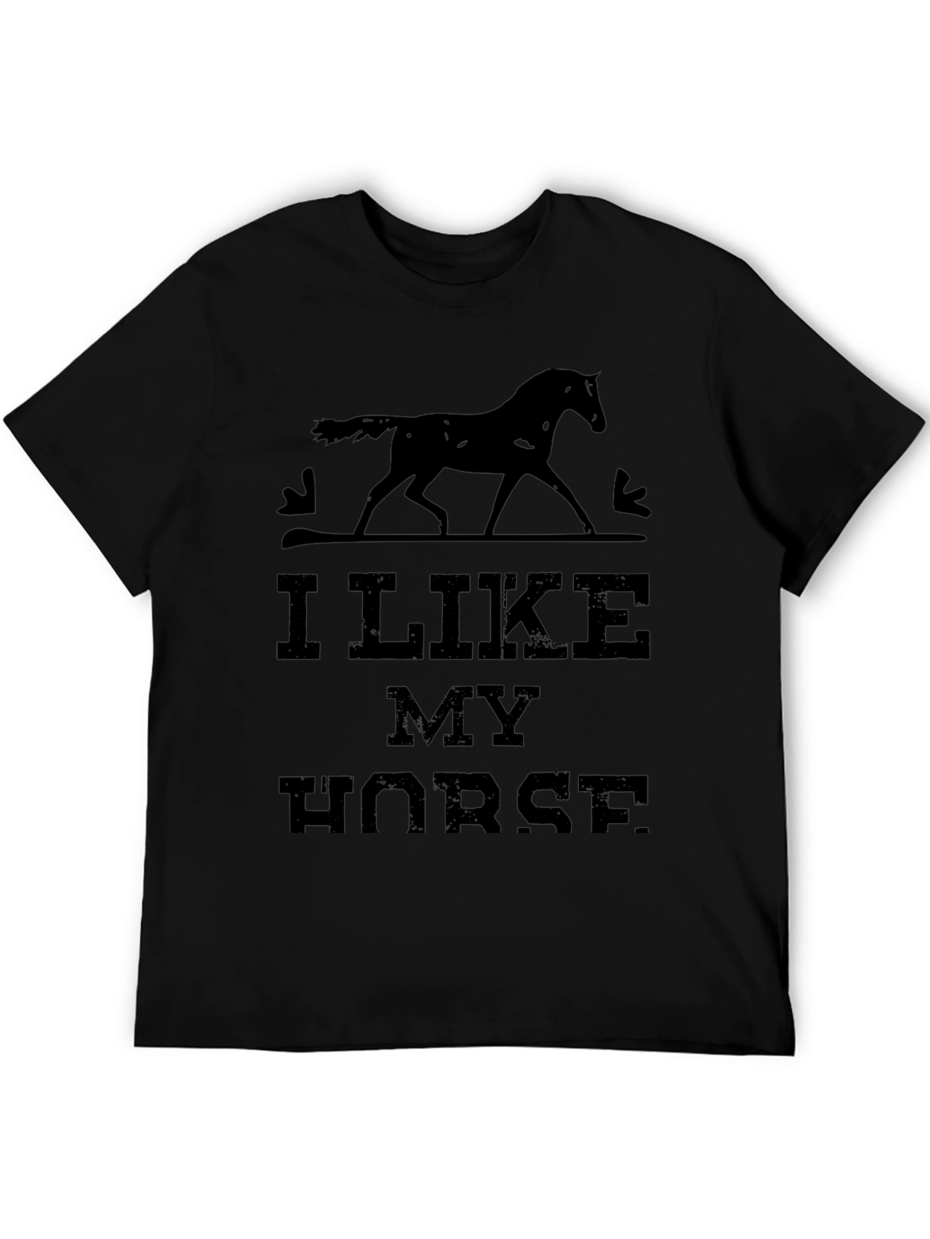 I Like My Horse Graphic Black T-Shirt