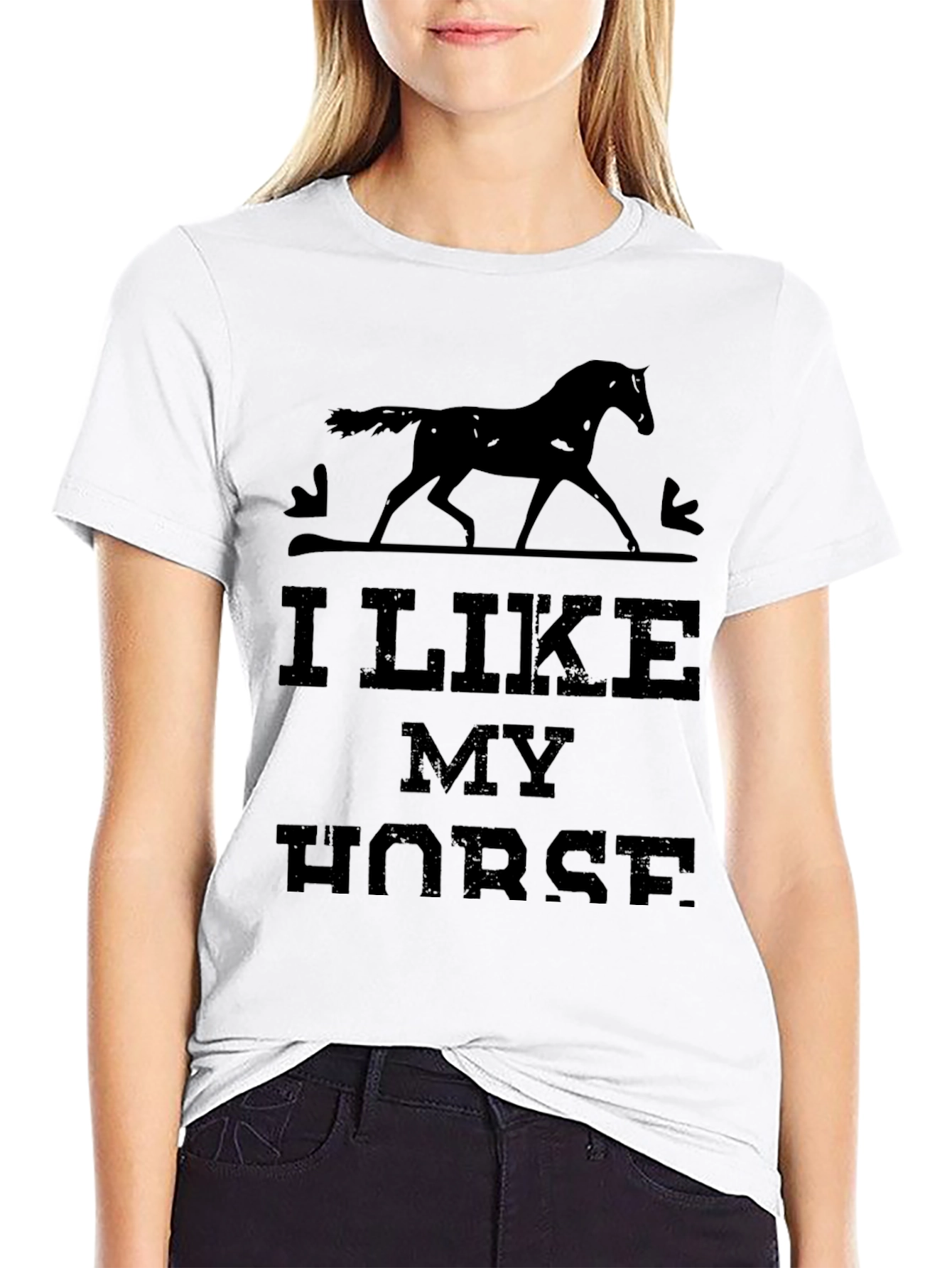 I Like My Horse Graphic Black T-Shirt