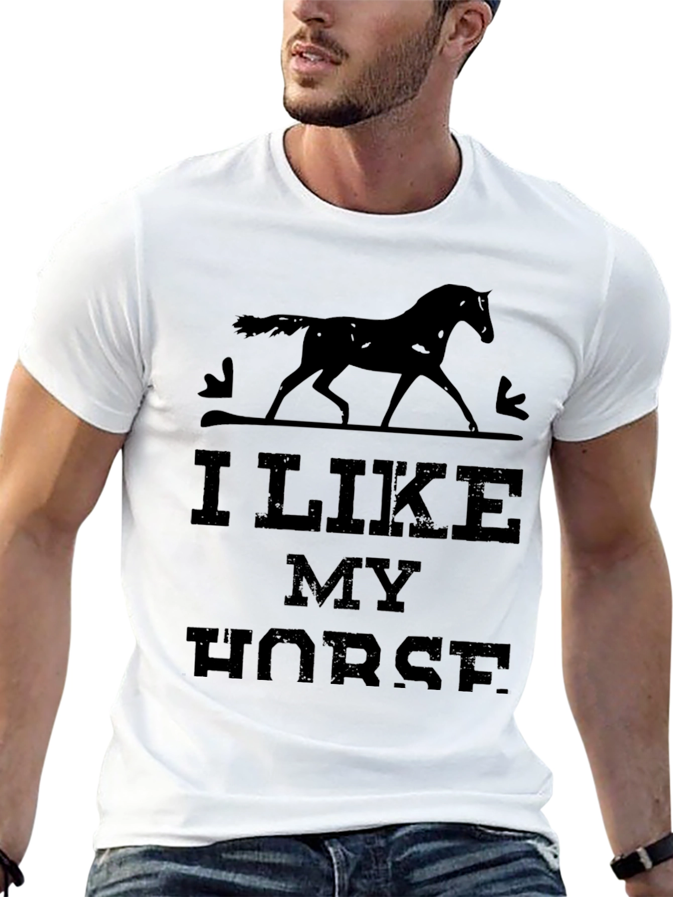 I Like My Horse Graphic Black T-Shirt