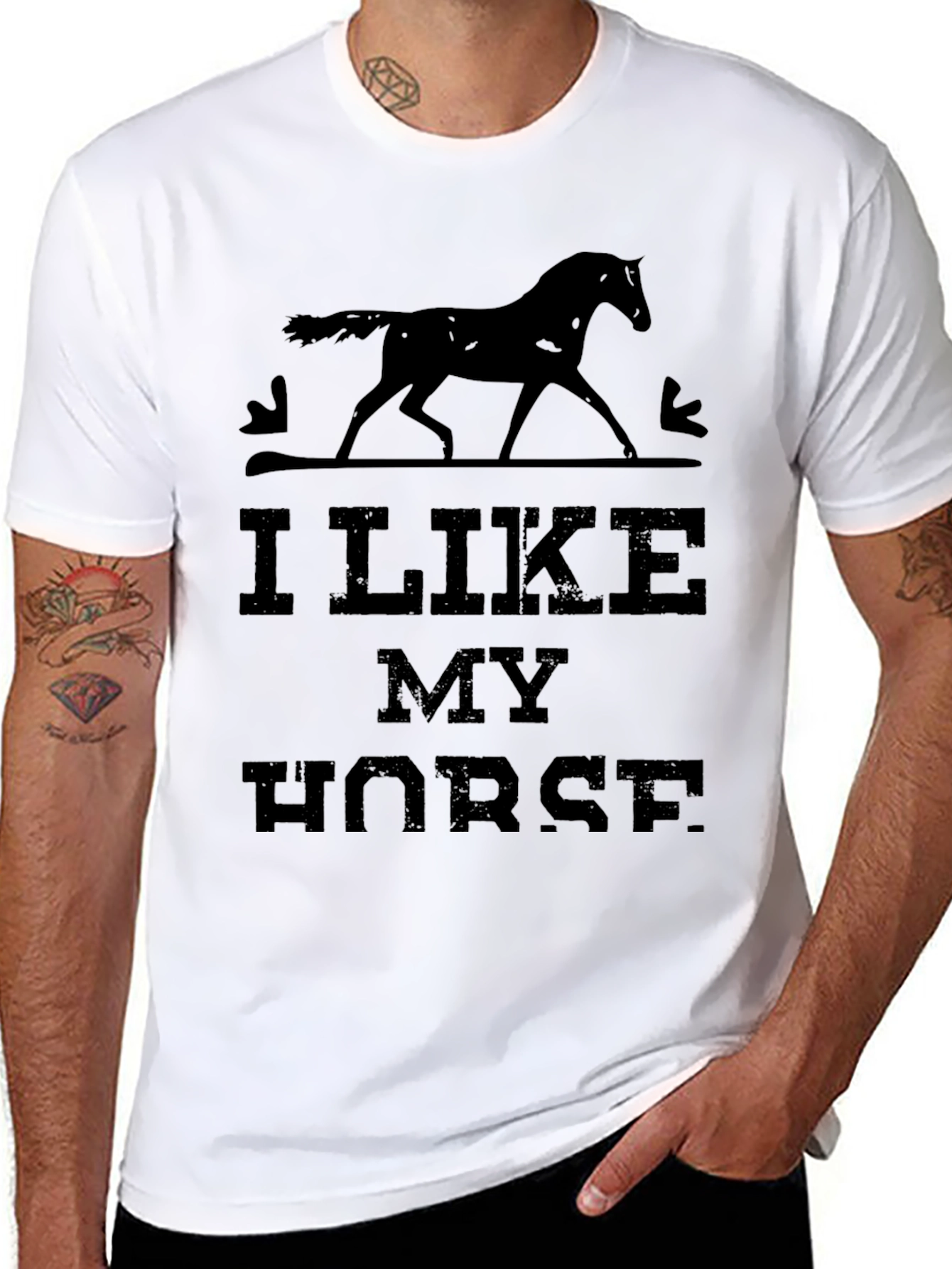 I Like My Horse Graphic Black T-Shirt