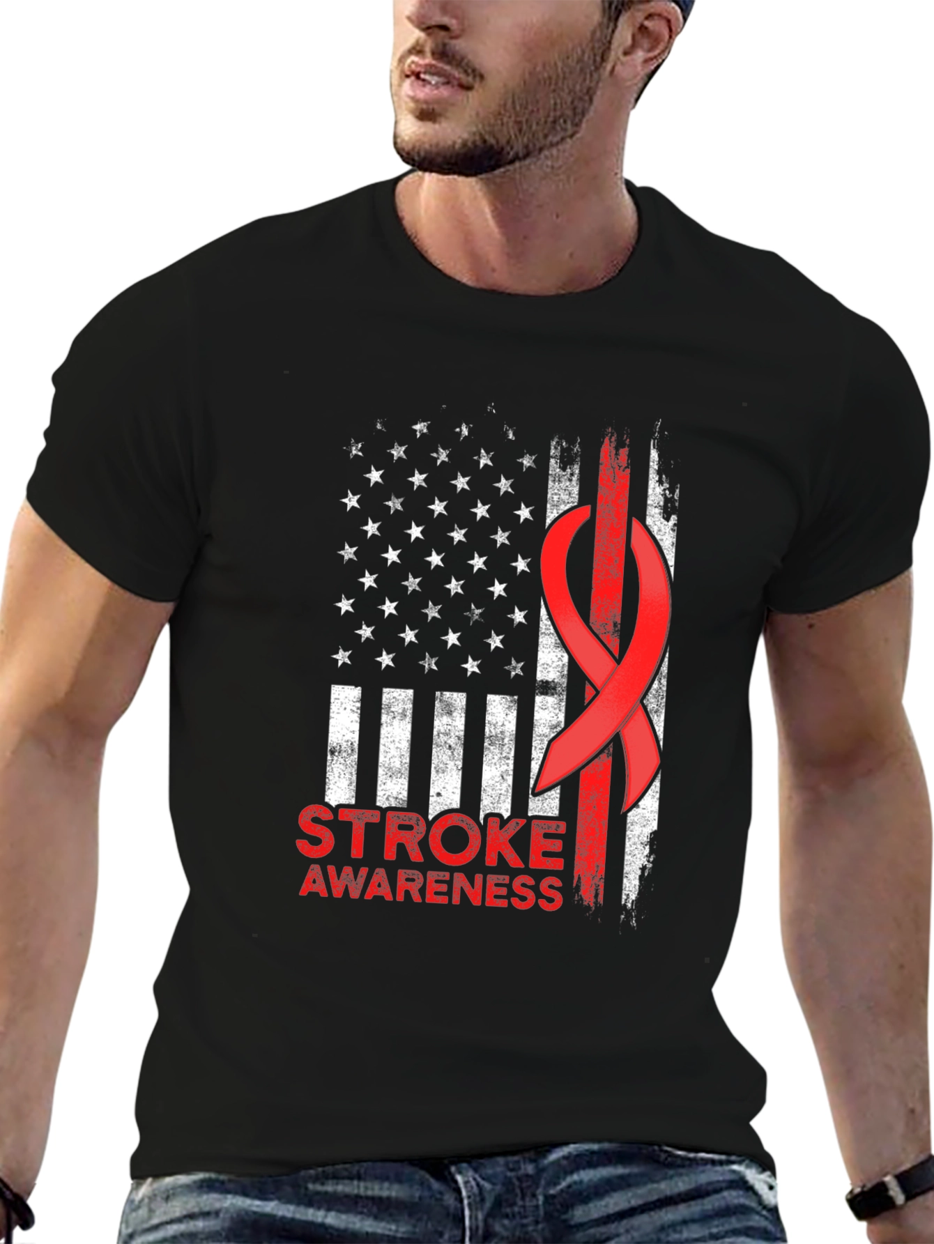 Stroke Awareness American Flag T-Shirt