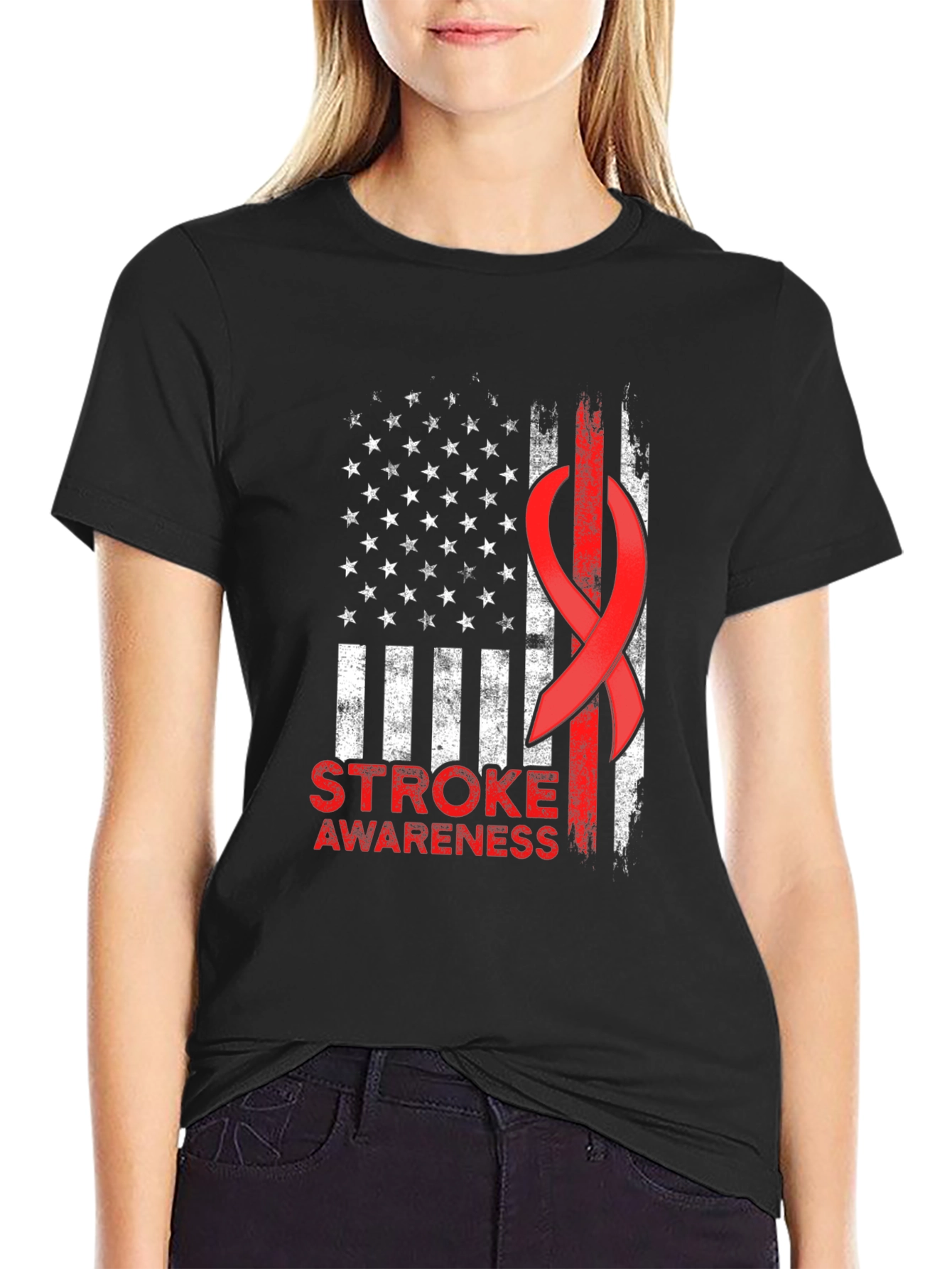 Stroke Awareness American Flag T-Shirt