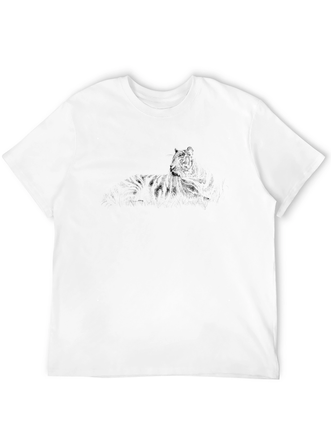 Mens Black Graphic Tee - Tiger Design