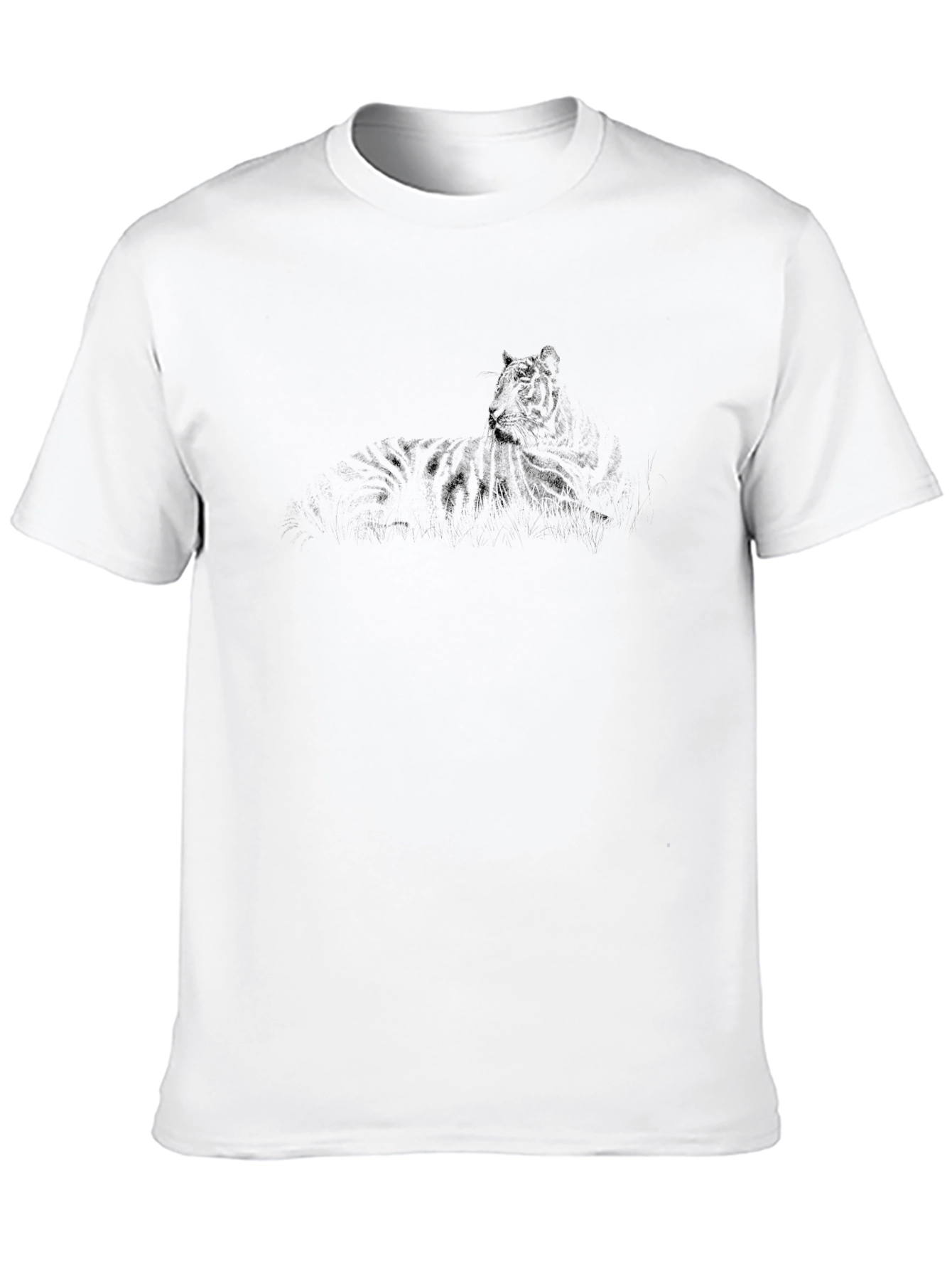 Mens Black Graphic Tee - Tiger Design